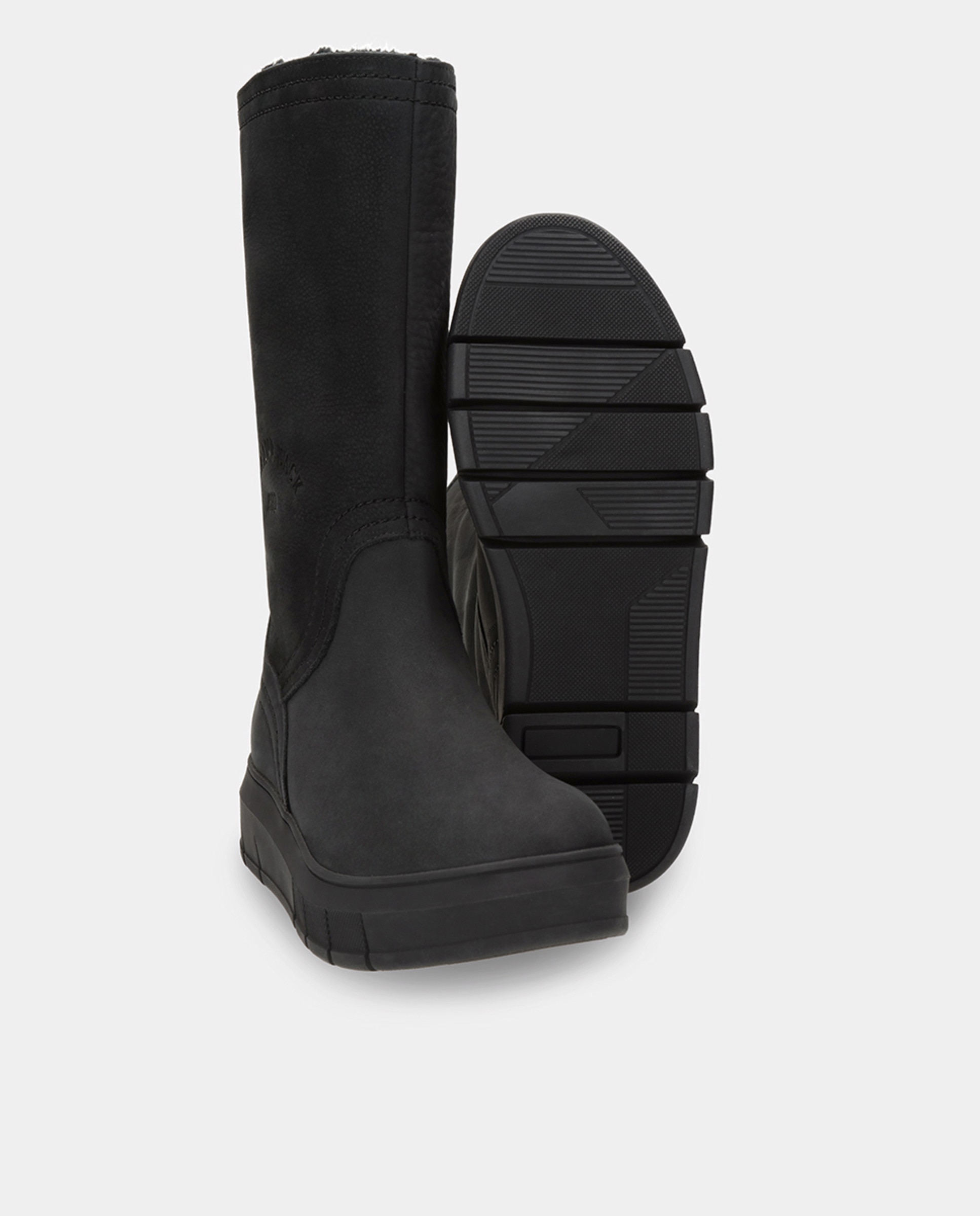 Botas em Pele e com Forro de Pelo Sintético Preto-3