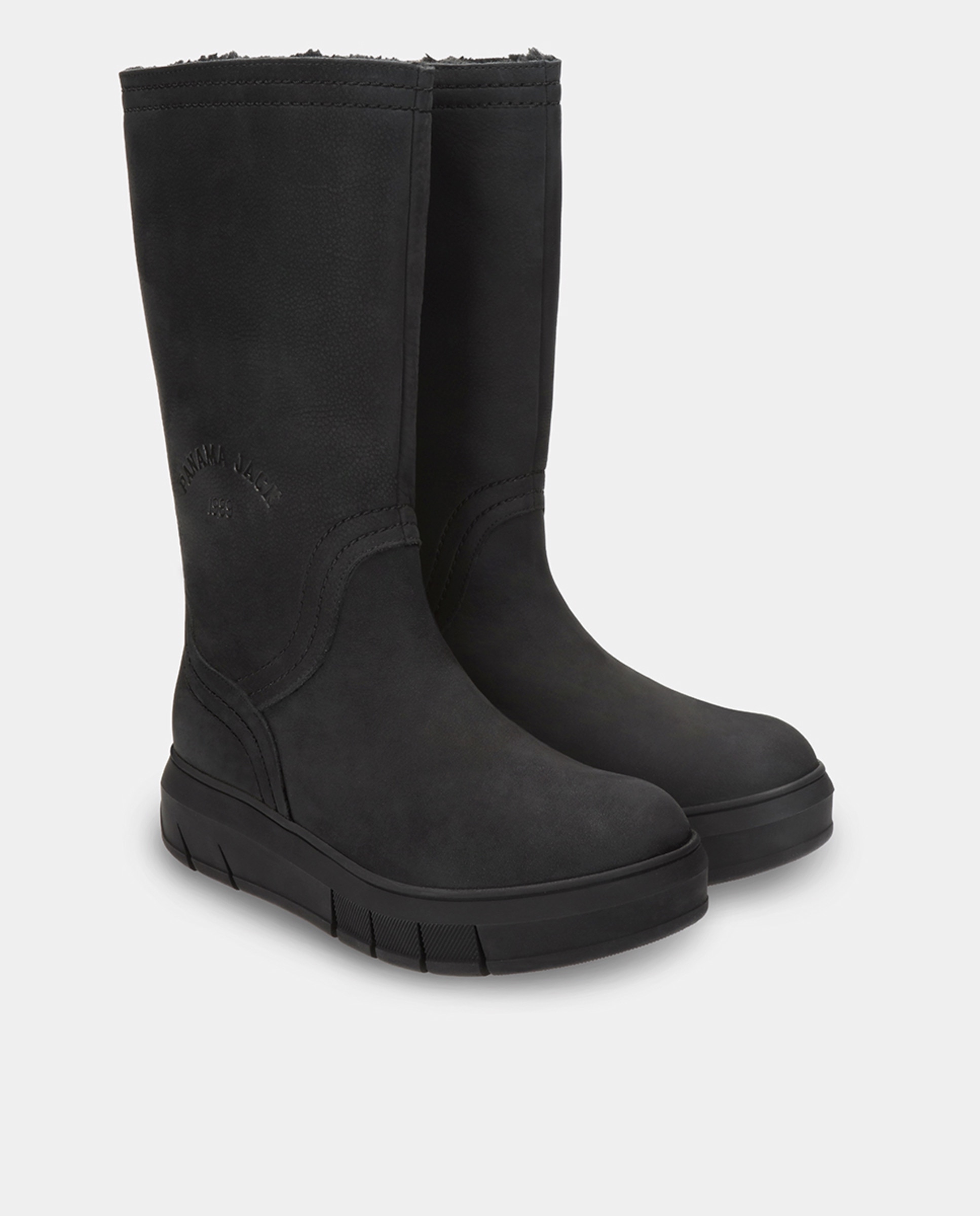 Botas em Pele e com Forro de Pelo Sintético Preto-4