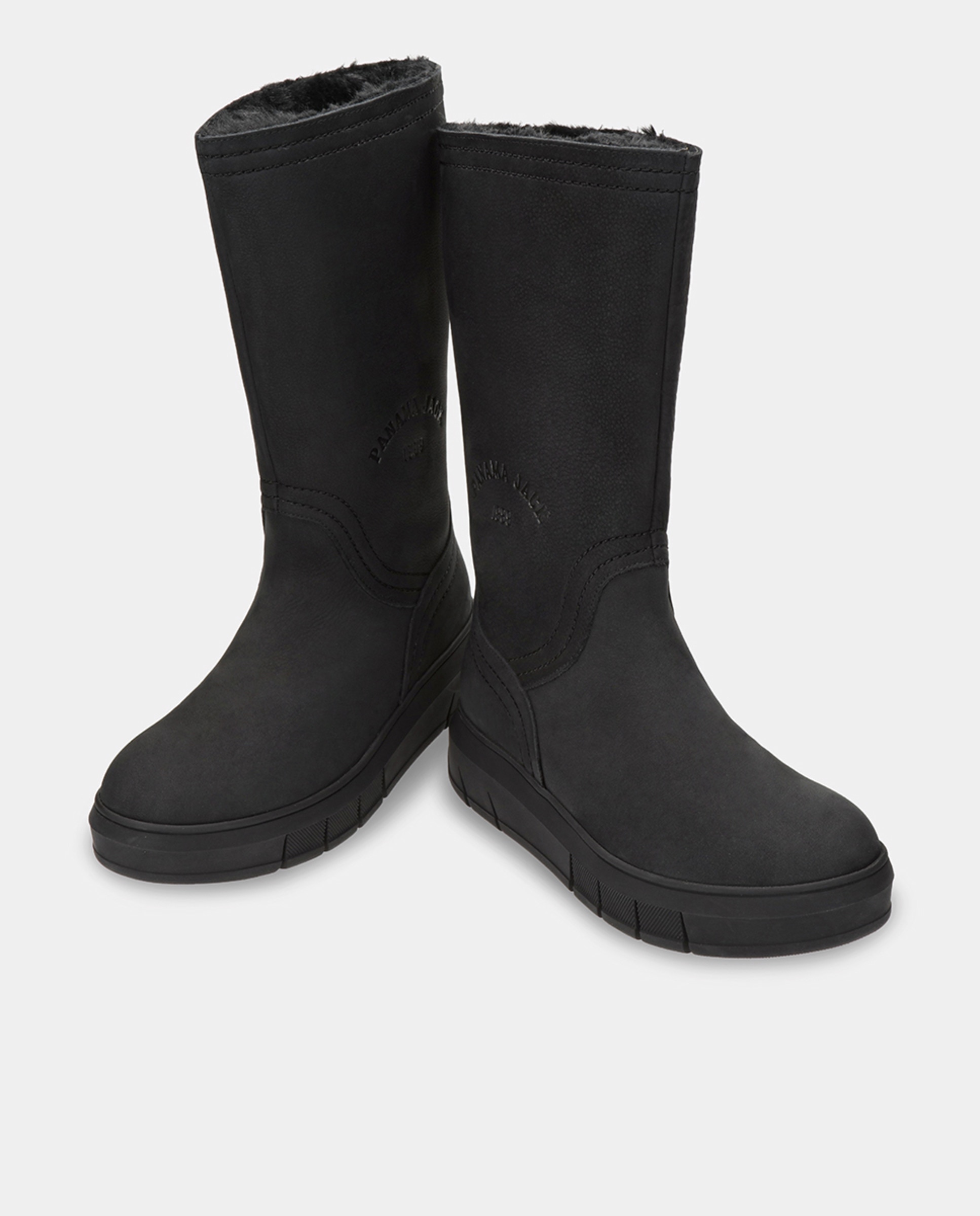 Botas em Pele e com Forro de Pelo Sintético Preto-2