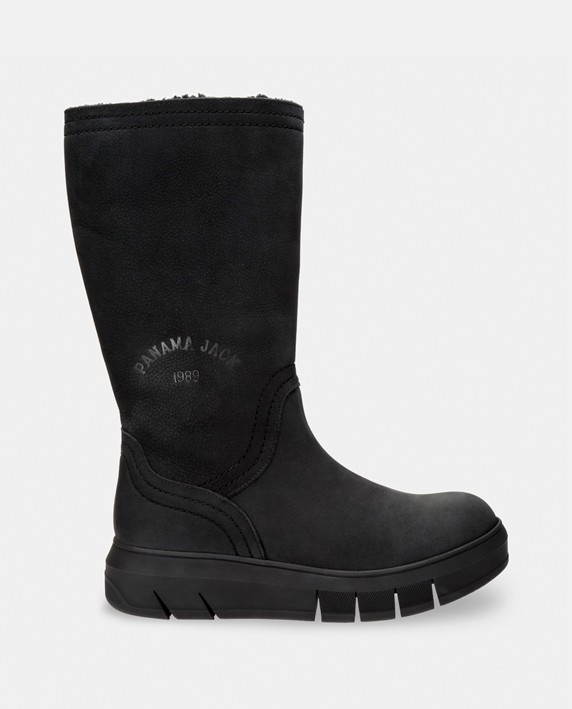 Botas em Pele e com Forro de Pelo Sintético Preto-1