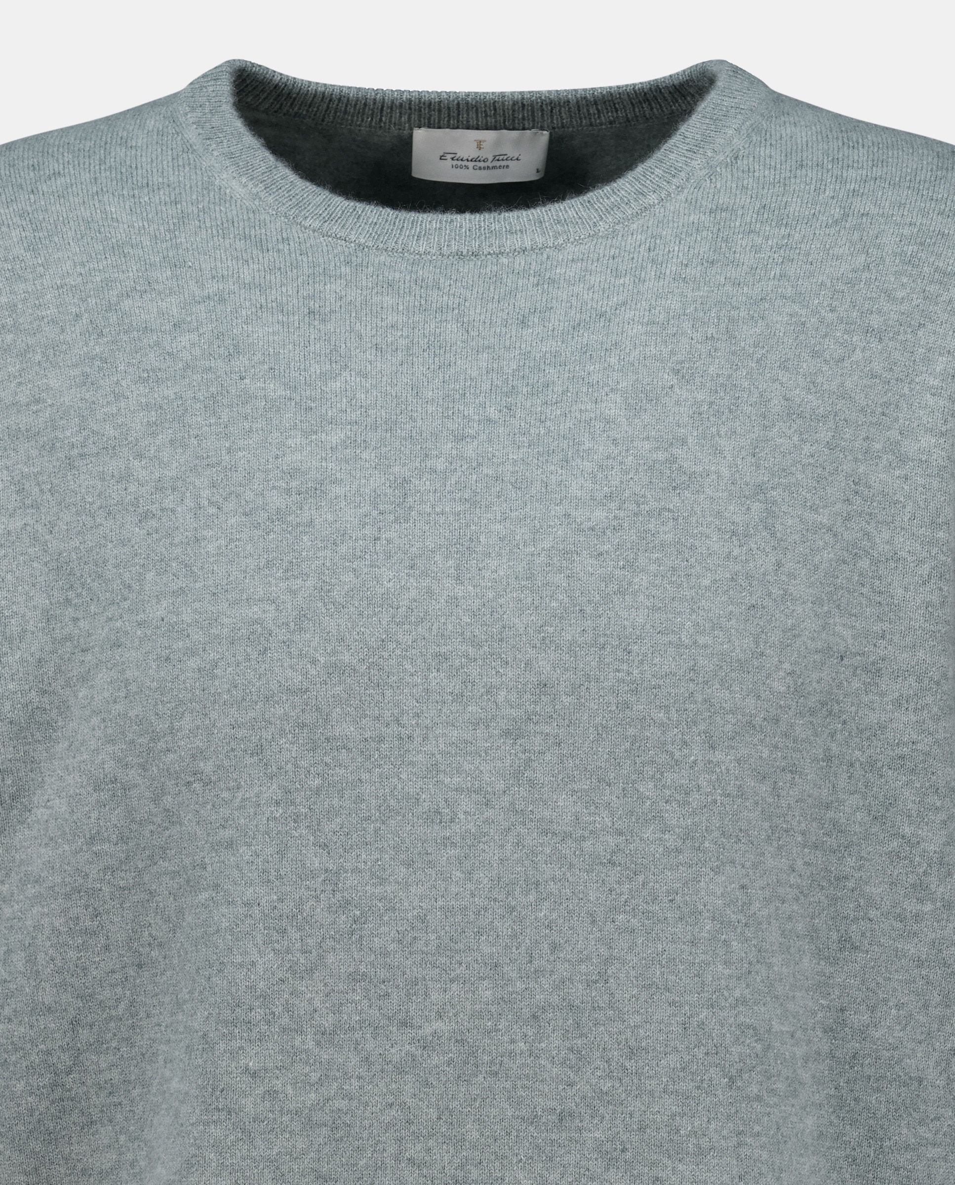 Camisola de Malha com Decote Redondo Lisa Caxemira Verde Água-2