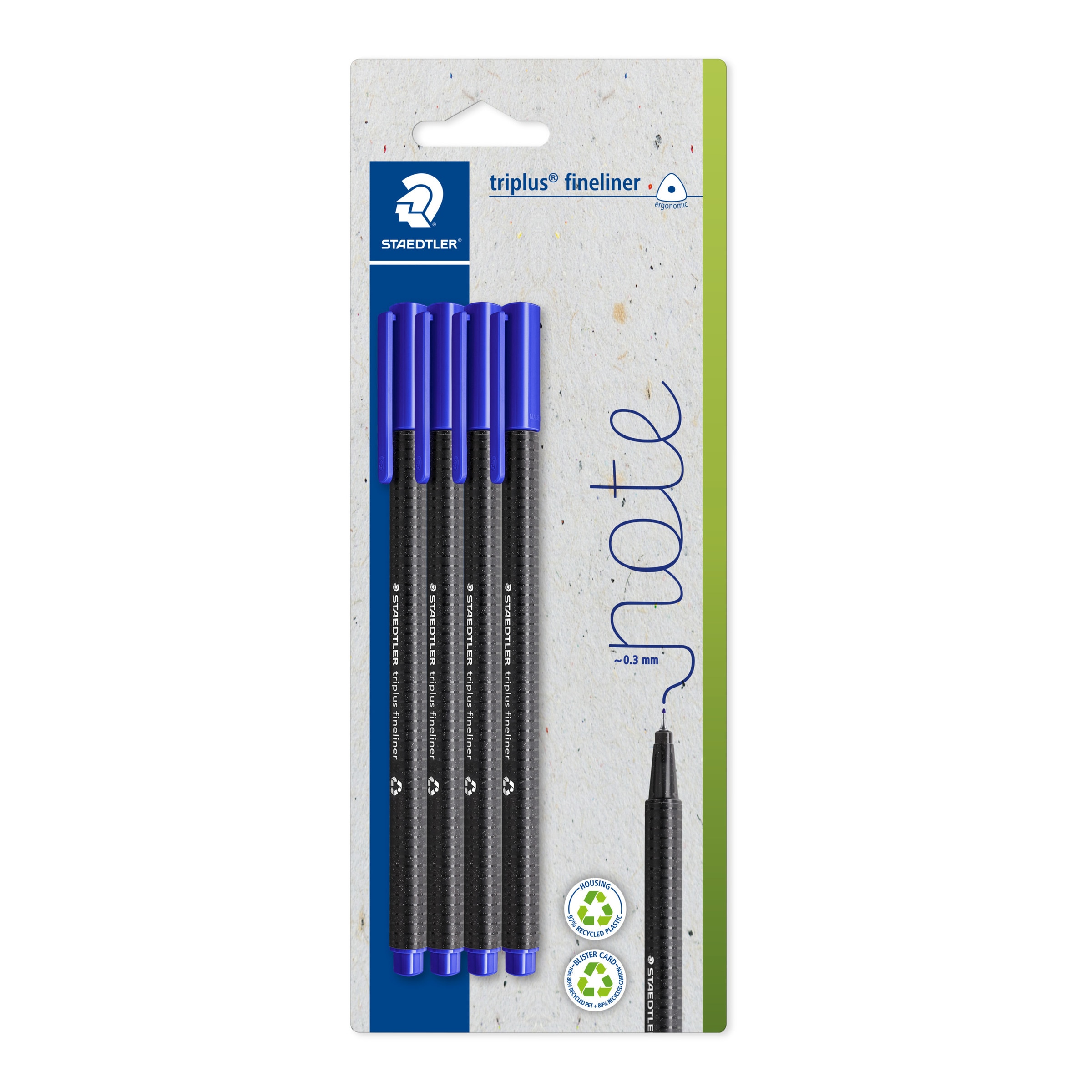 Conjunto de 4 marcadores triplus fineliner STAEDTLER 334 azul Azul-1
