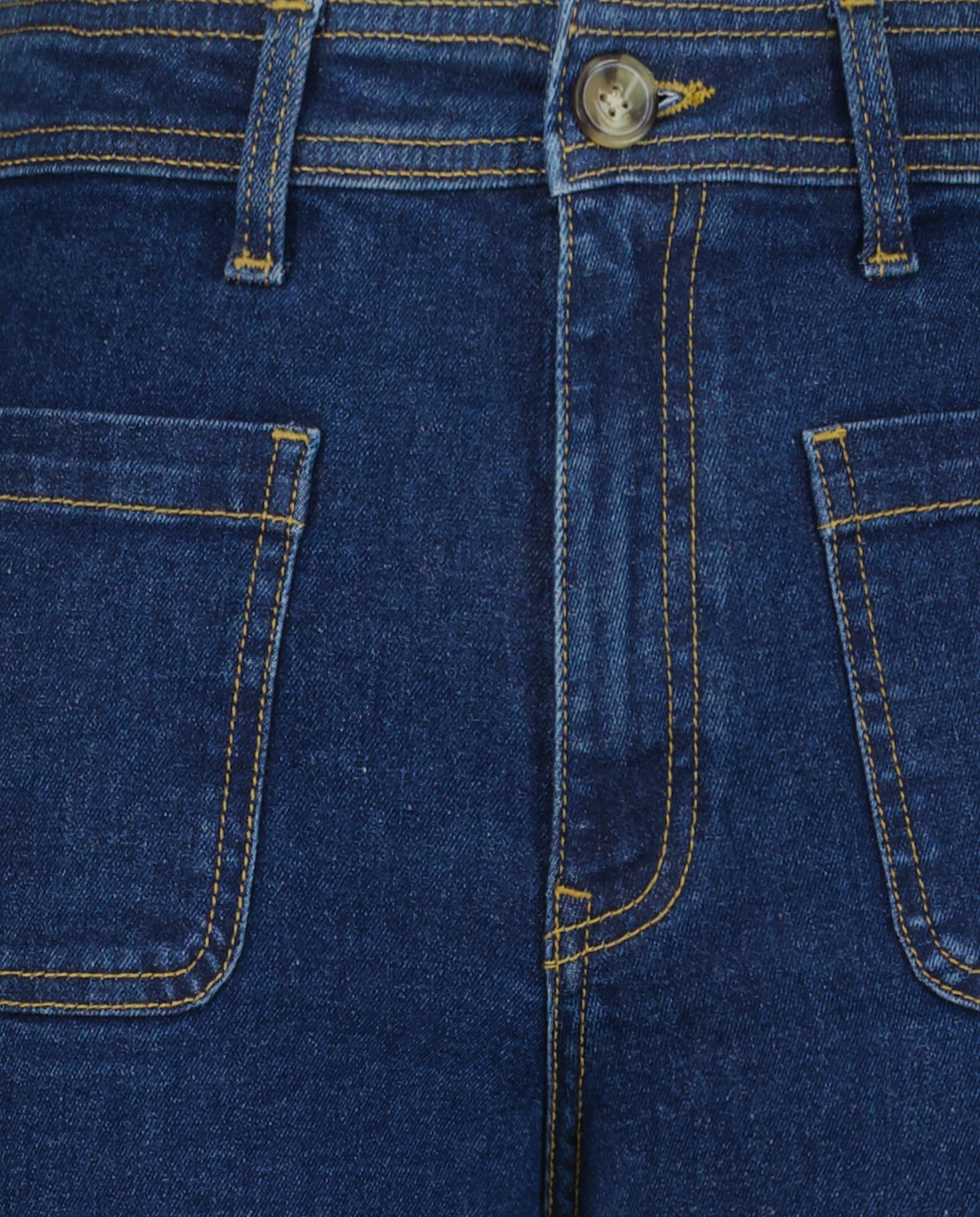 Pantalón denim campana de mujer con bolsillos Azul Suave-5