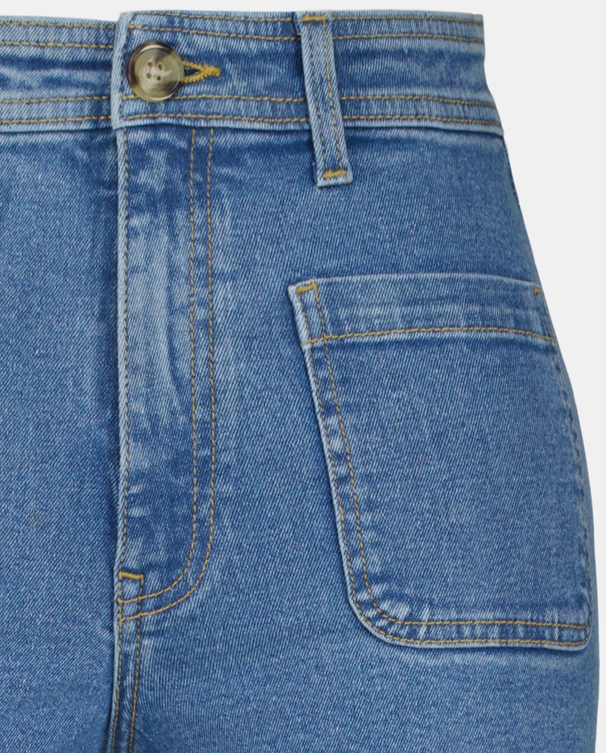 Pantalón denim campana de mujer con bolsillos Azul pálido-5