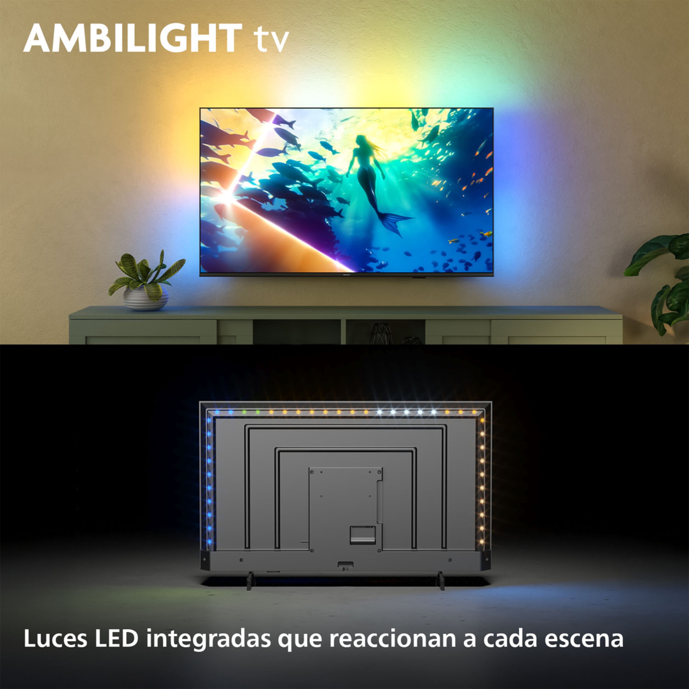 TV LED 164 cm (65") Philips Ambilight 65PUS8010/12 UHD 4K, Dolby Atmos, Titan OS, Smart TV Negro mate-3