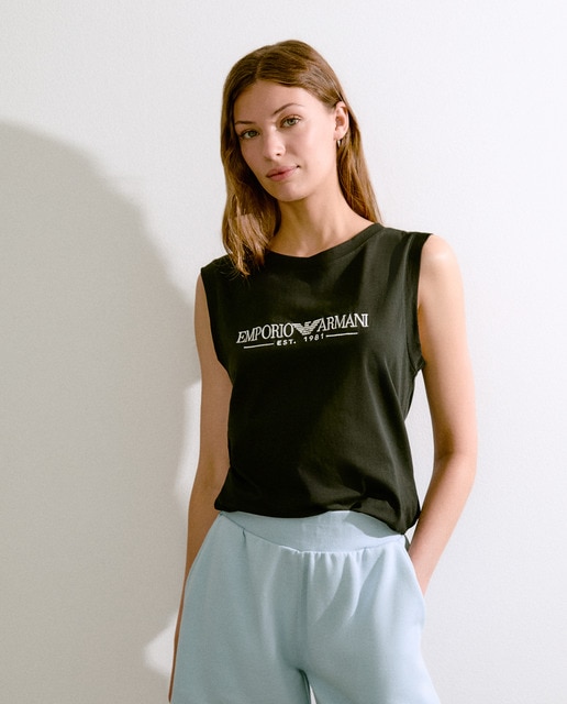Imagen 0 de Camiseta de pijama de mujer sin mangas de algodón
