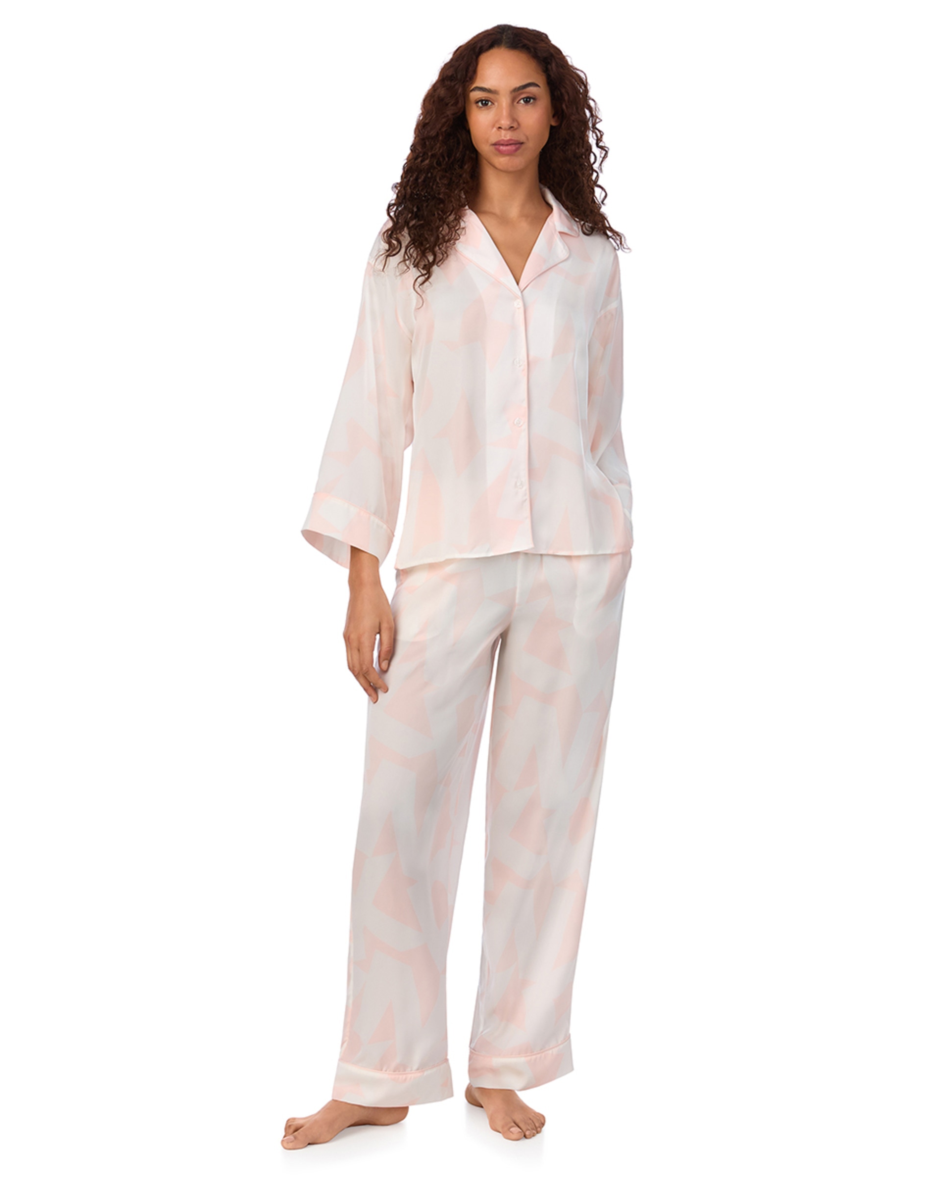Pijama de Poliéster Acetinado Branco-3