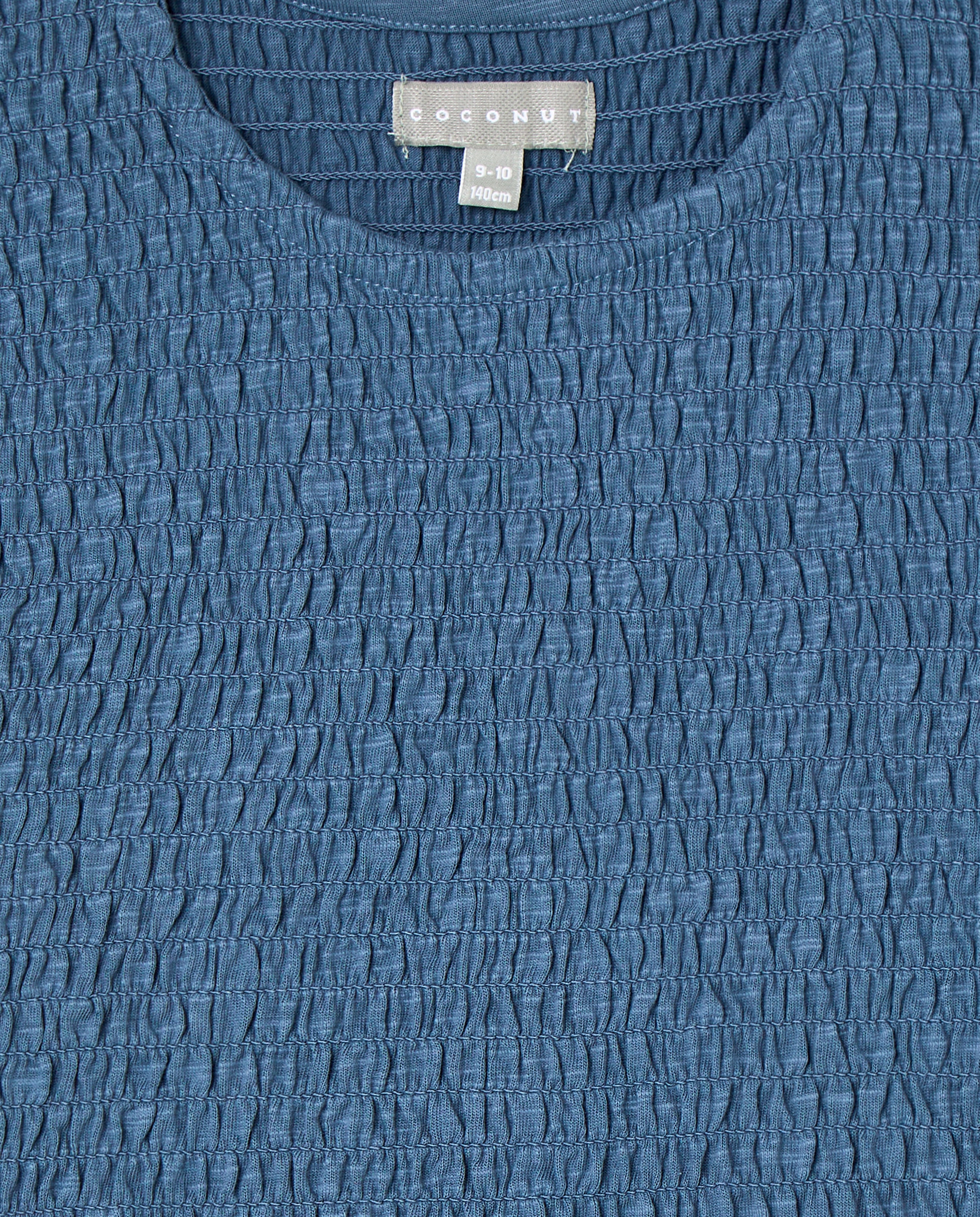 Camisola de Manga Comprida em Balão com Elásticos e Parte Inferior com Folho Azul-escuro-5