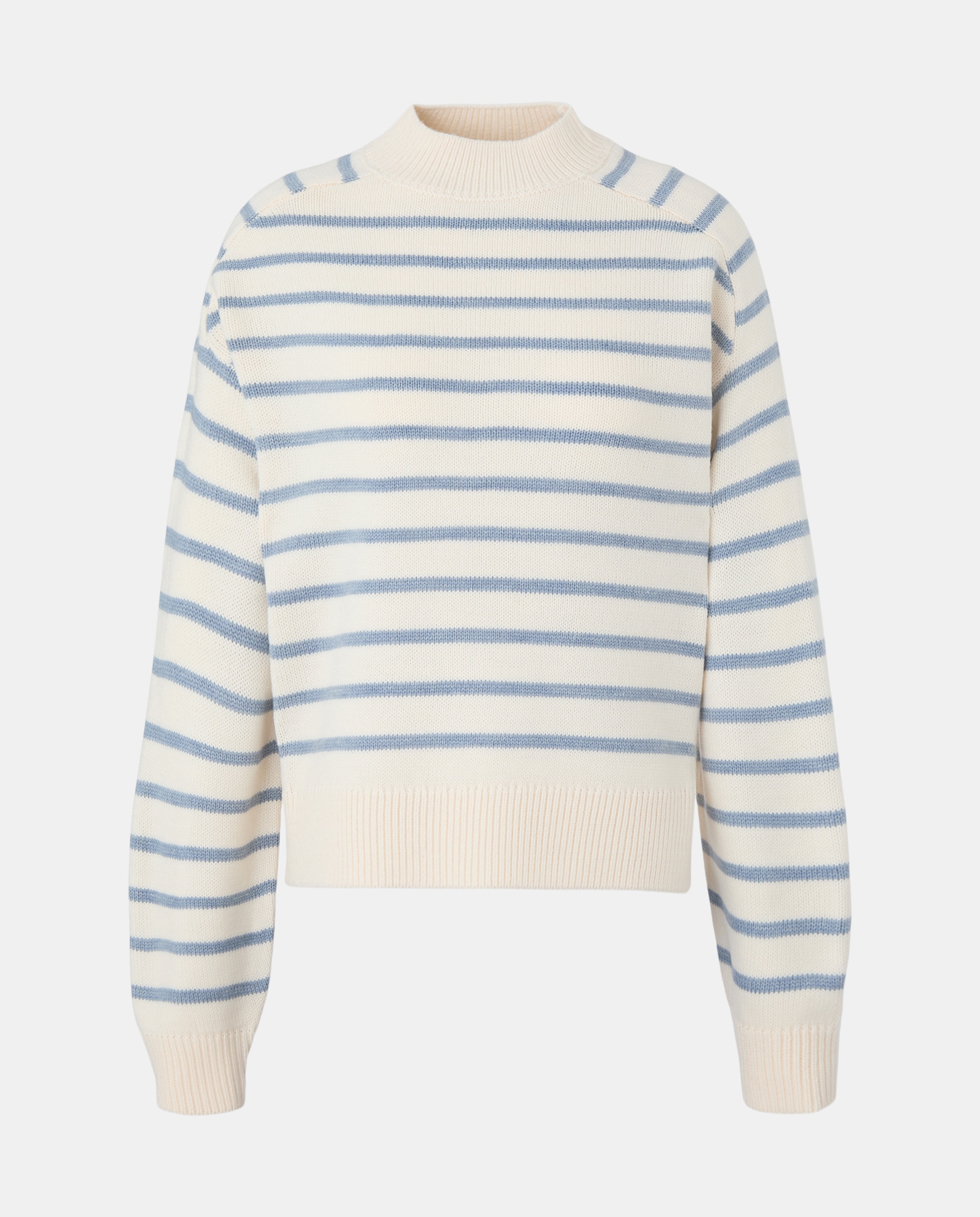 Camisola de Malha Estampada com Decote Redondo Branco-4