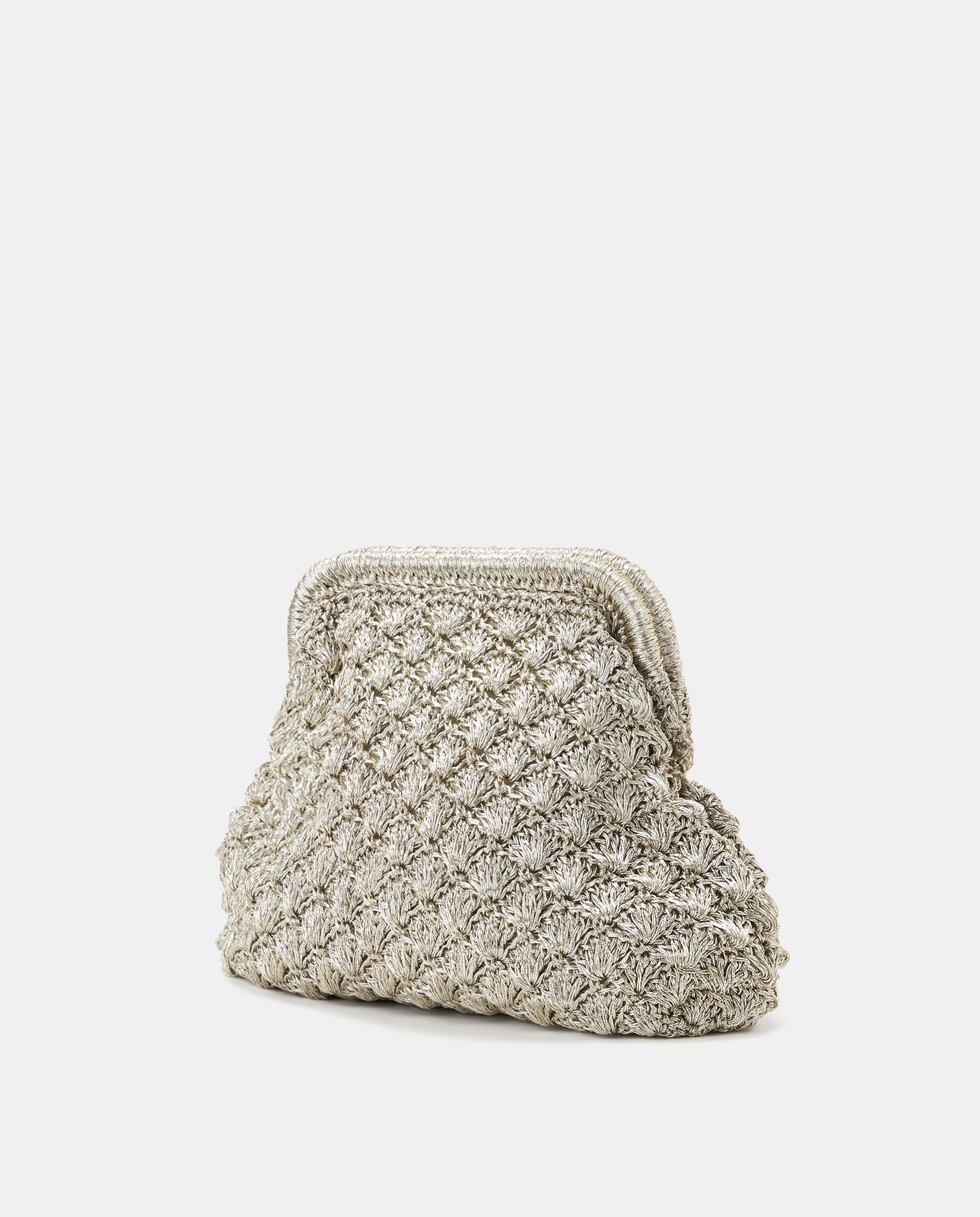 Mala Tipo Pouch de Ráfia com Fio Metalizado Ouro-3