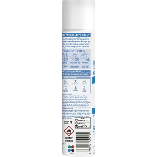 Trockenshampoo für empfindliche Kopfhaut, 0% Duft Spray 200 ml