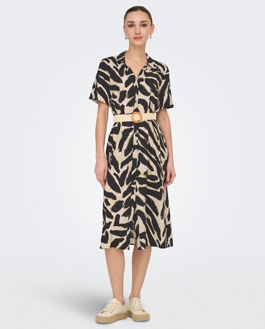 Imagem 0 de Vestido Camiseiro Estampado com Manga Curta