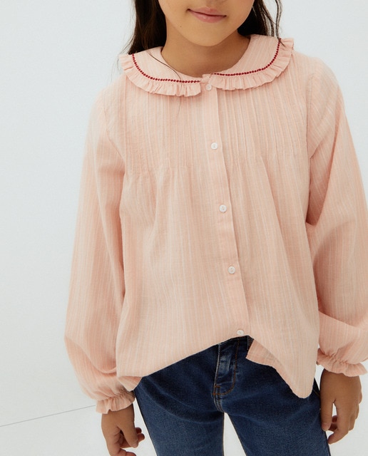 Imagen 0 de Camisa de niña manga larga y cuello marinero