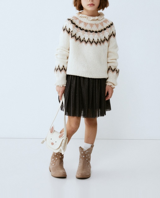 Imagen 0 de Jersey de niña con motivos navideños en jacquard