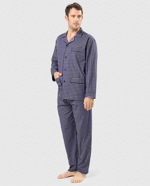 Imagem 0 de Pijama Comprido de Tecido com Aba