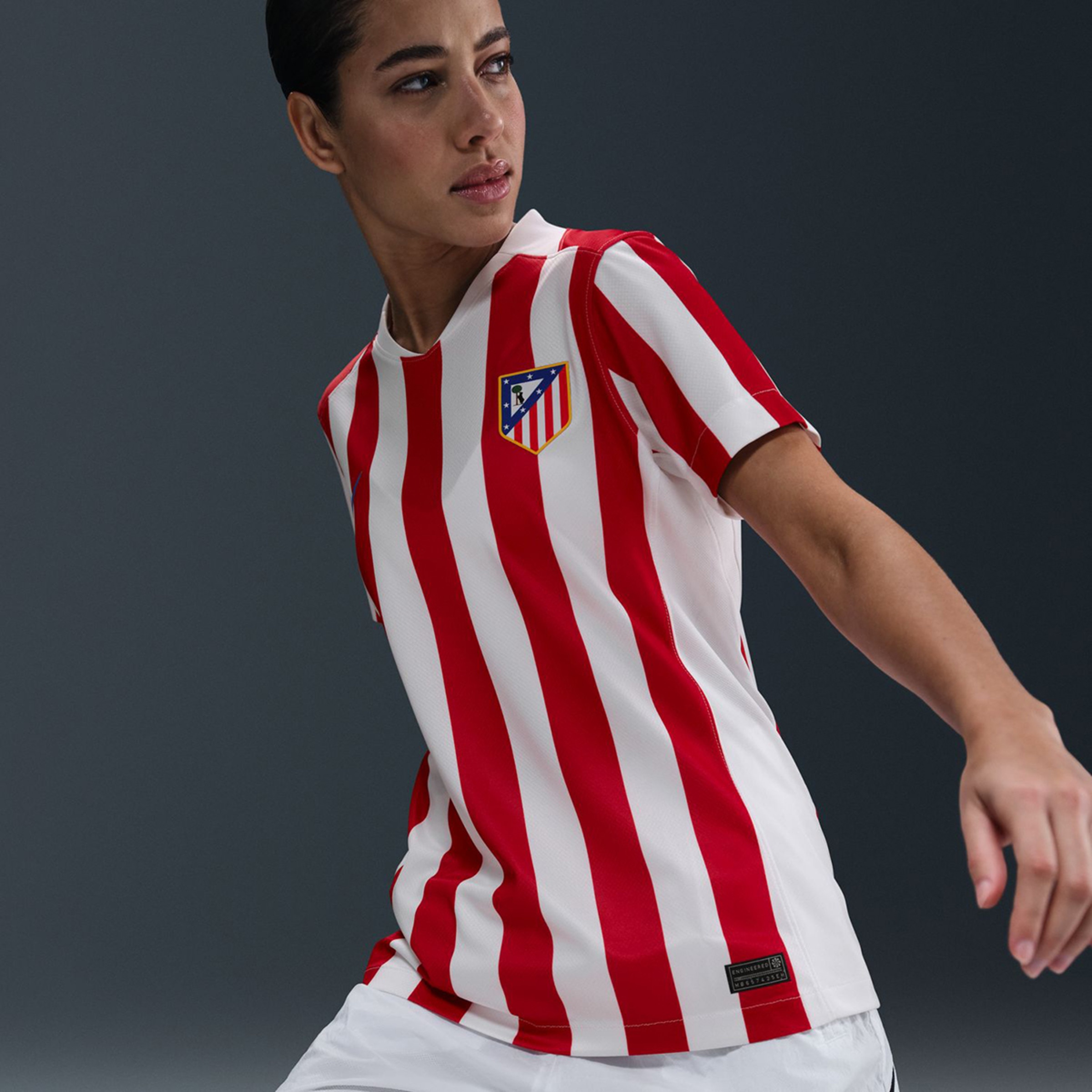 T-shirt de Mulher 1.º Equipamento Atlético de Madrid 2025-2026 Stadium Vermelho / Branco-3