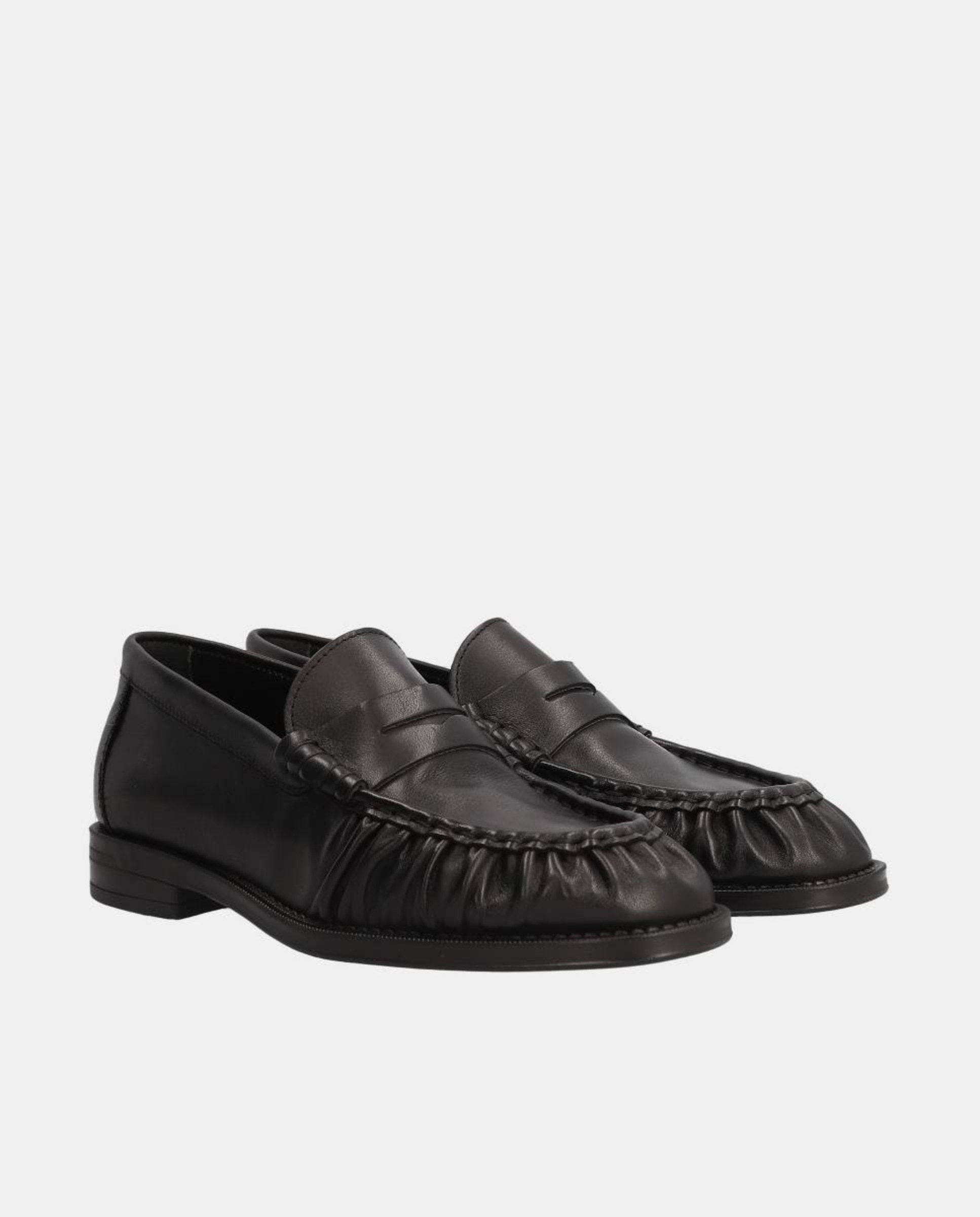 Mocassins em Pele com Sola de Borracha TPR e sem Fecho Preto-2