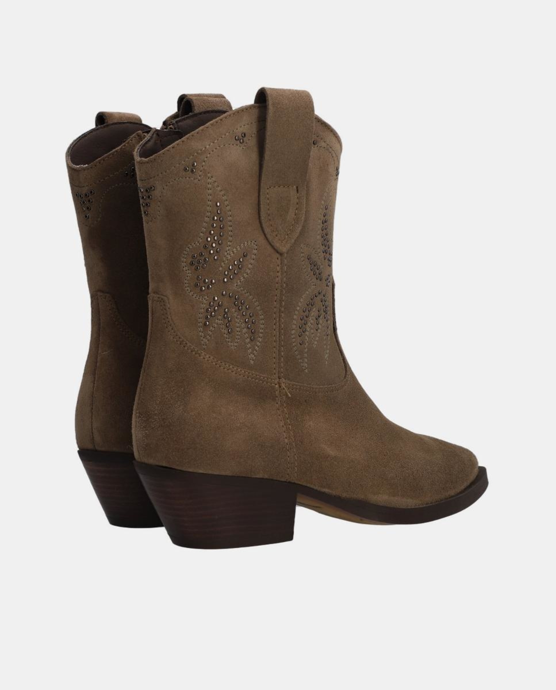 Botins em Pele Baby Silk com Sola de Couro Lite e Fecho de Correr Castanho-3