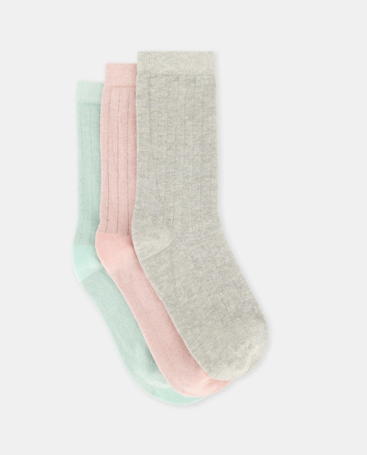 Imagen 0 de Pack de 3 calcetines de canalé con lurex de niña