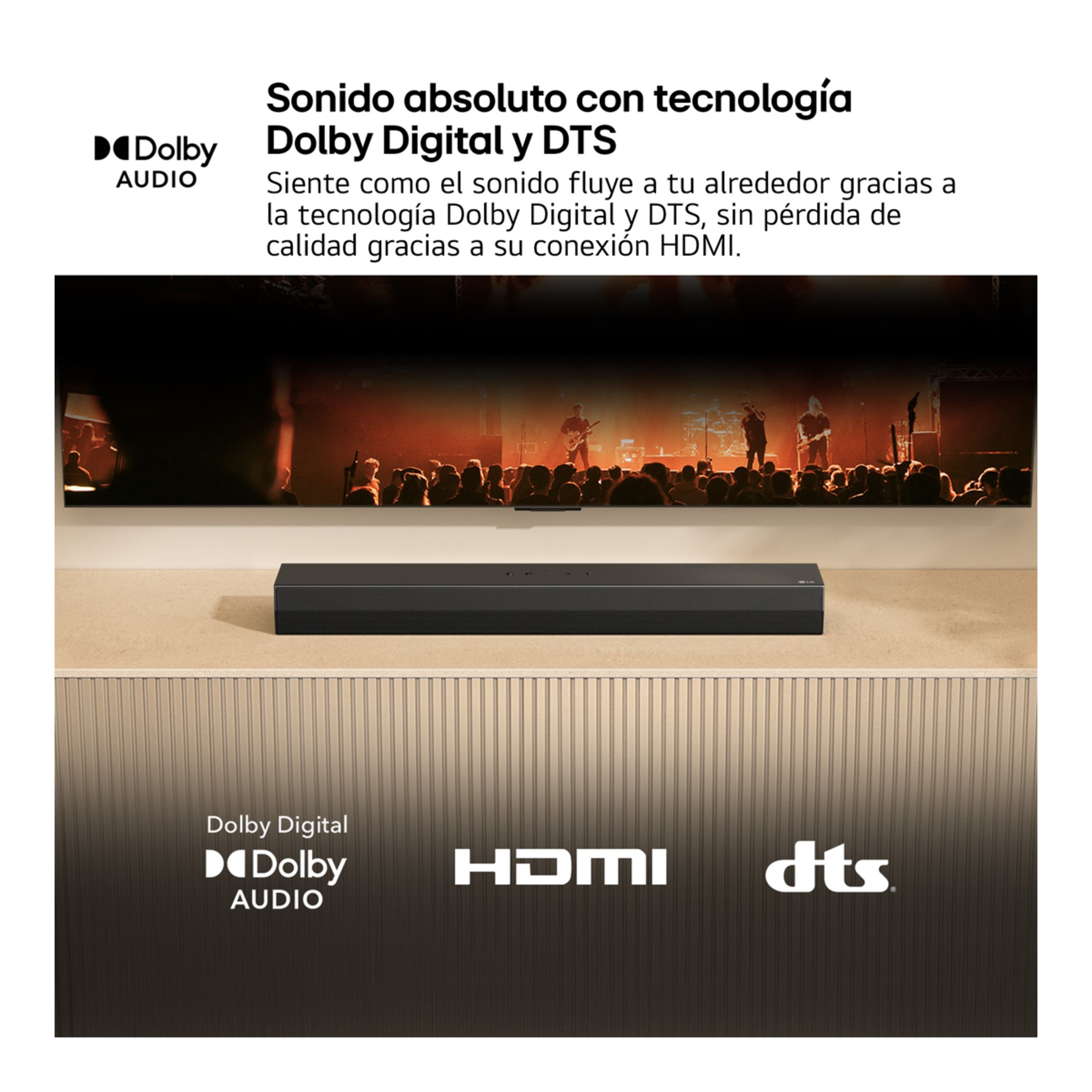 Barra de Sonido LG S20A, 2.0, 50W, Bluetooth 5.3, HDMI-ARC, compacta con doble woofer integrado, Dolby Digital, DTS Digital Surround, Negro Negro-4
