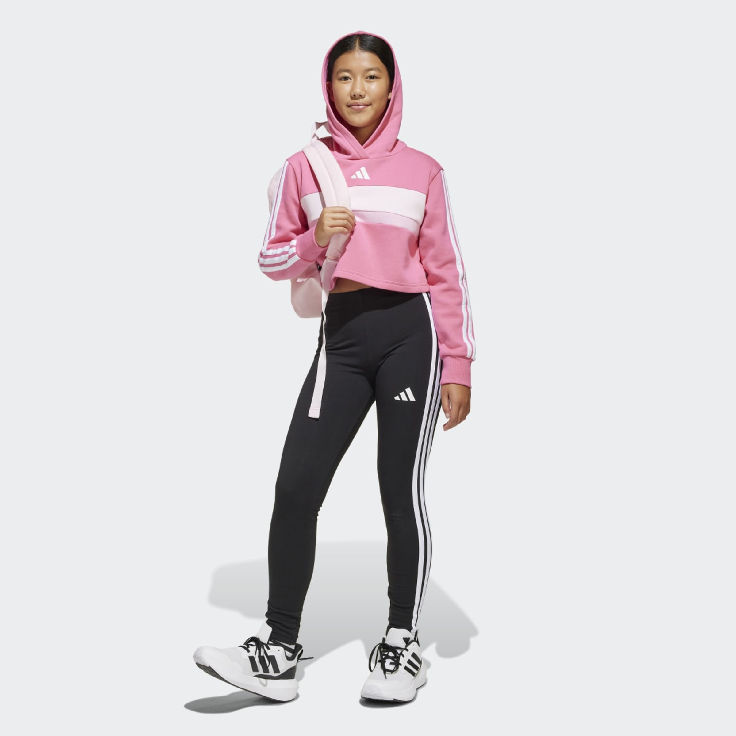 Fato de Treino de Menina Essentials Tiberio Fleece 3 Faixas Rosa-5