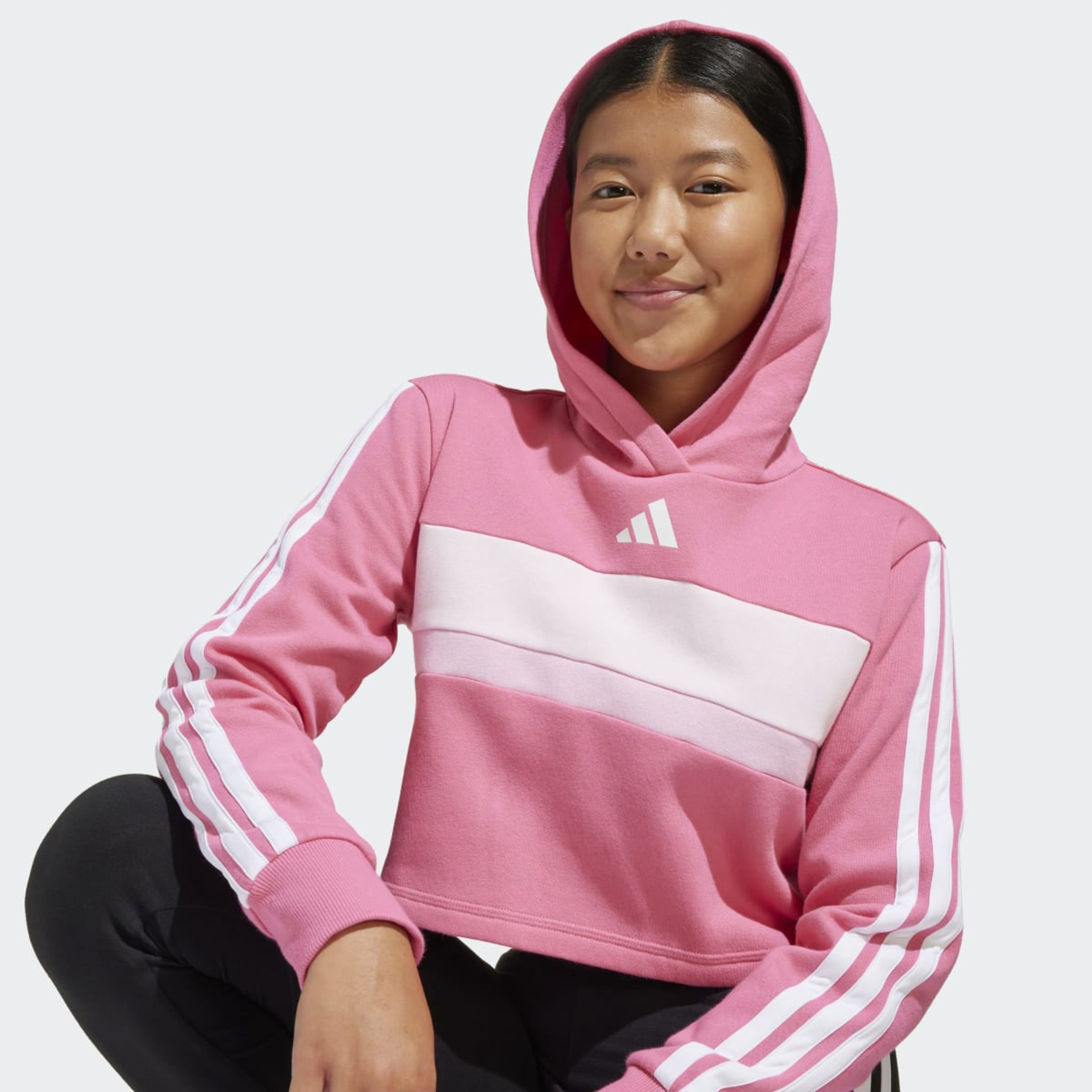 Fato de Treino de Menina Essentials Tiberio Fleece 3 Faixas Rosa-4