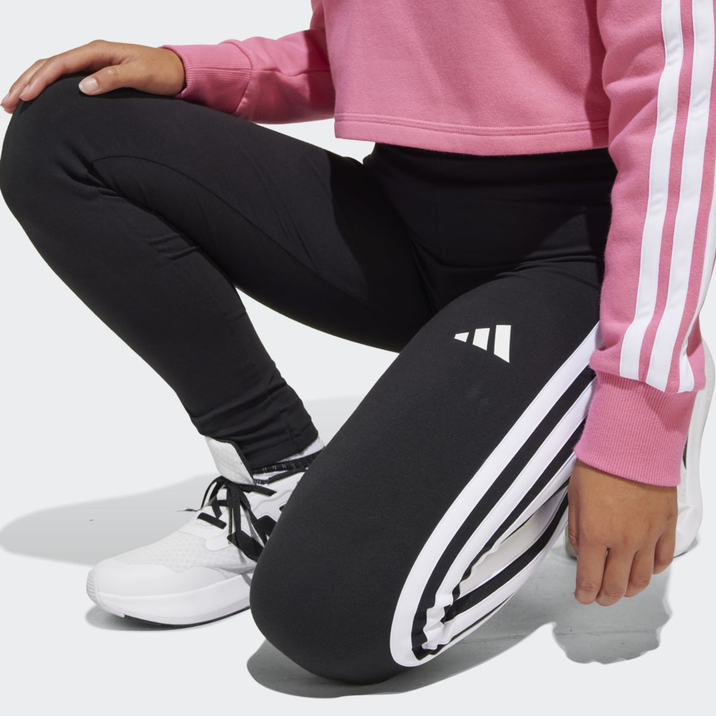 Fato de Treino de Menina Essentials Tiberio Fleece 3 Faixas Rosa-3