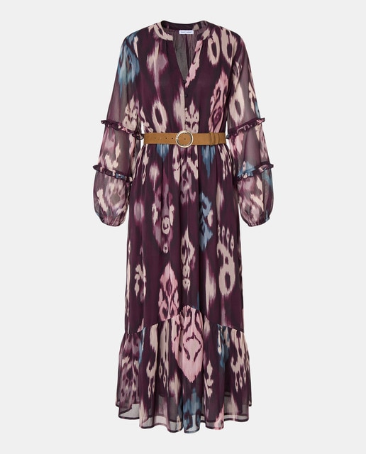 Imagem 0 de Vestido comprido estampado com folhos