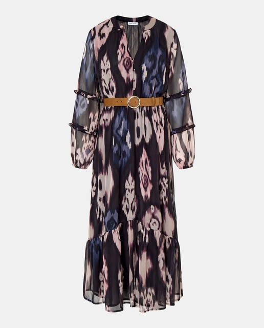 Imagem 0 de Vestido comprido estampado com folhos