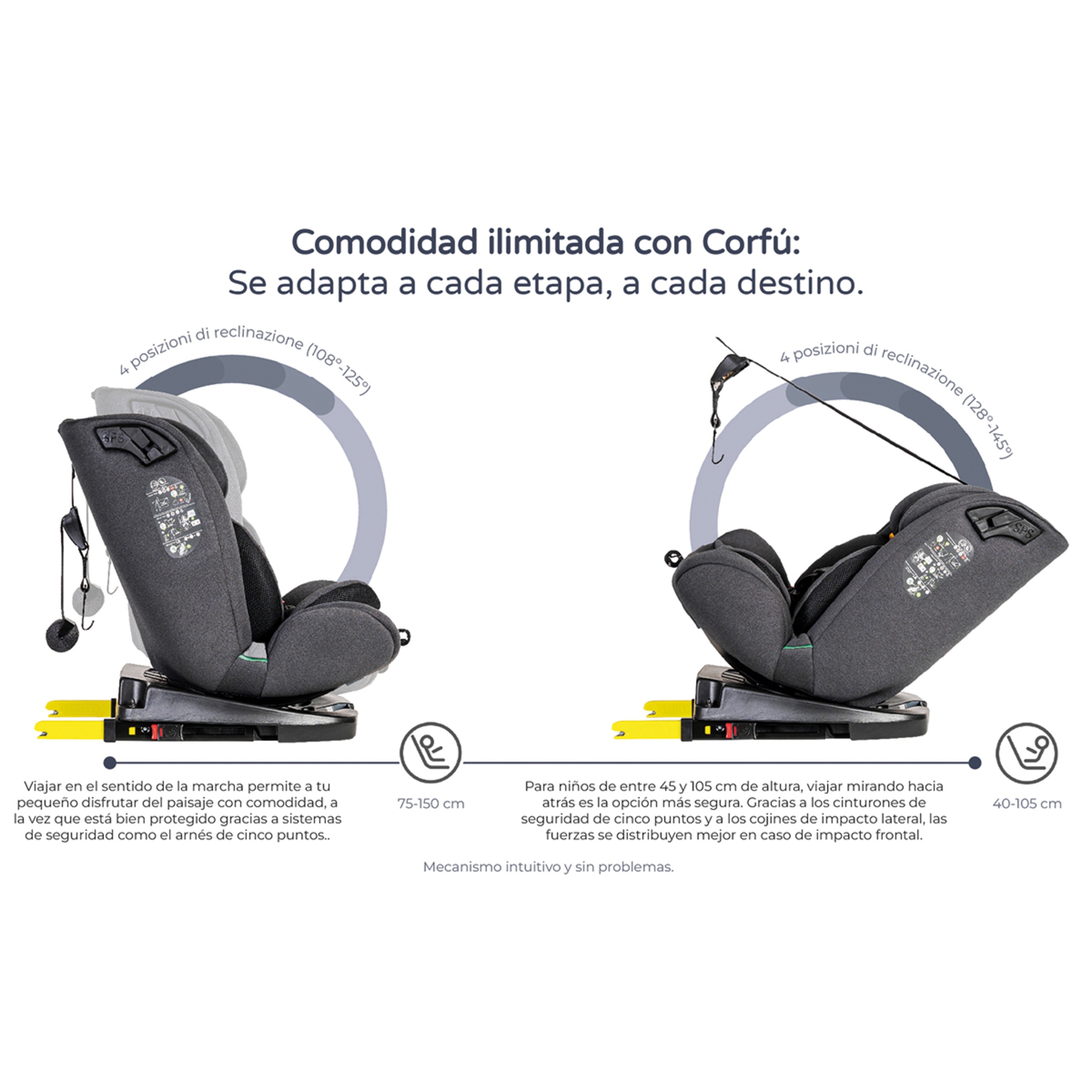 Silla de auto Corfú I-Size (40-150cm) Gris-21