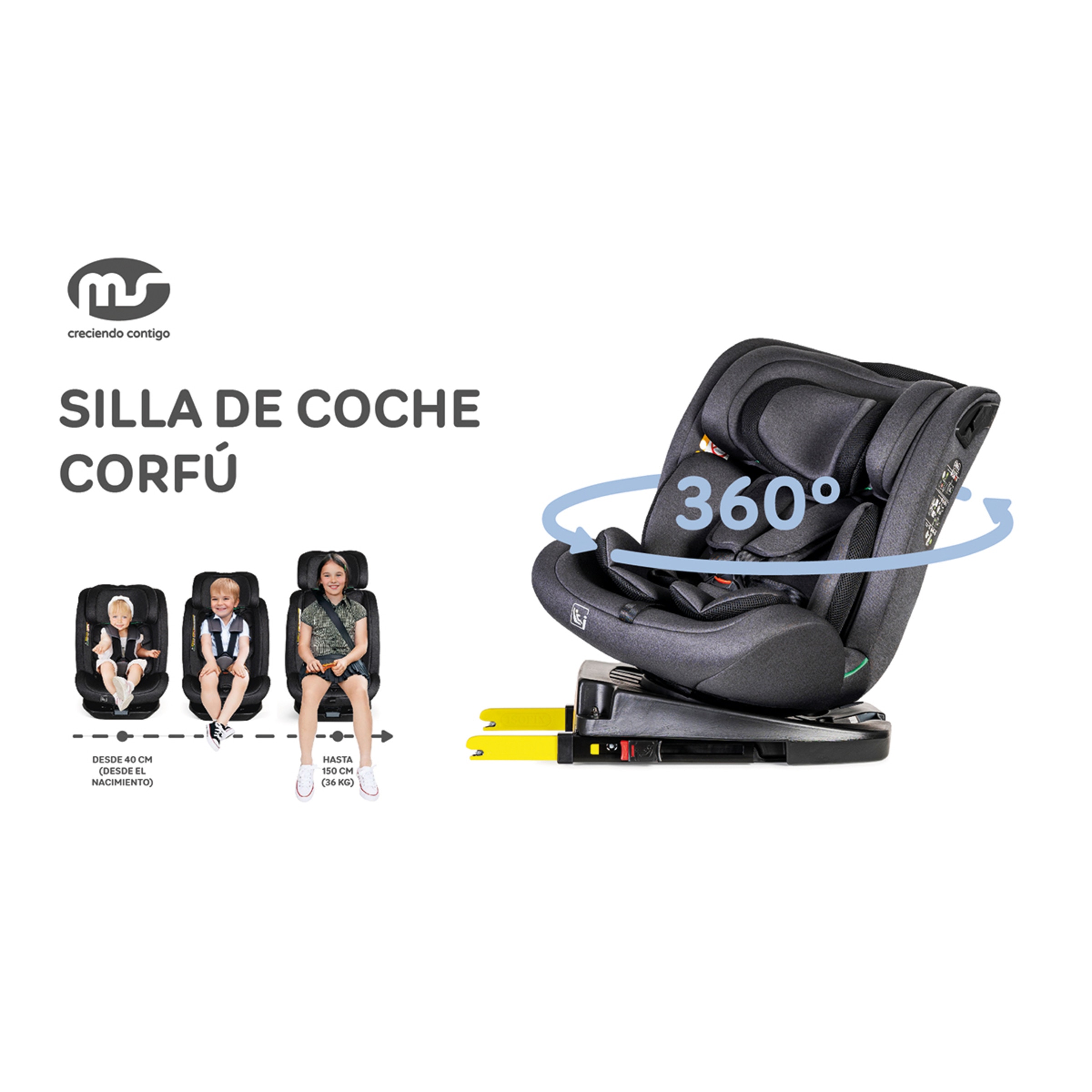 Silla de auto Corfú I-Size (40-150cm) Gris-14