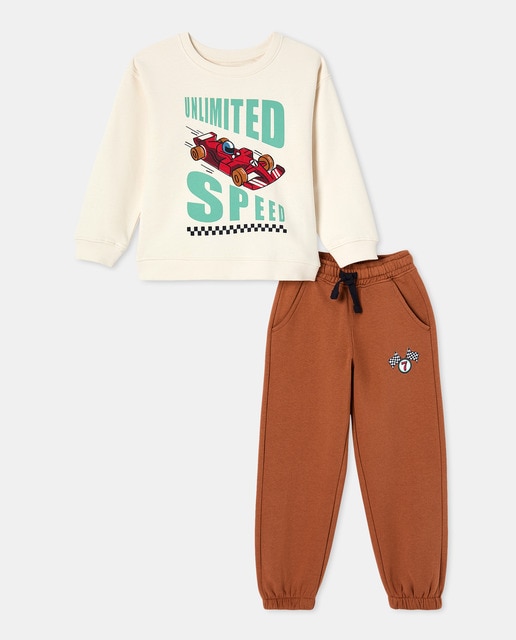 Imagen 0 de Conjunto largo de 2 piezas estampado posicional de niño
