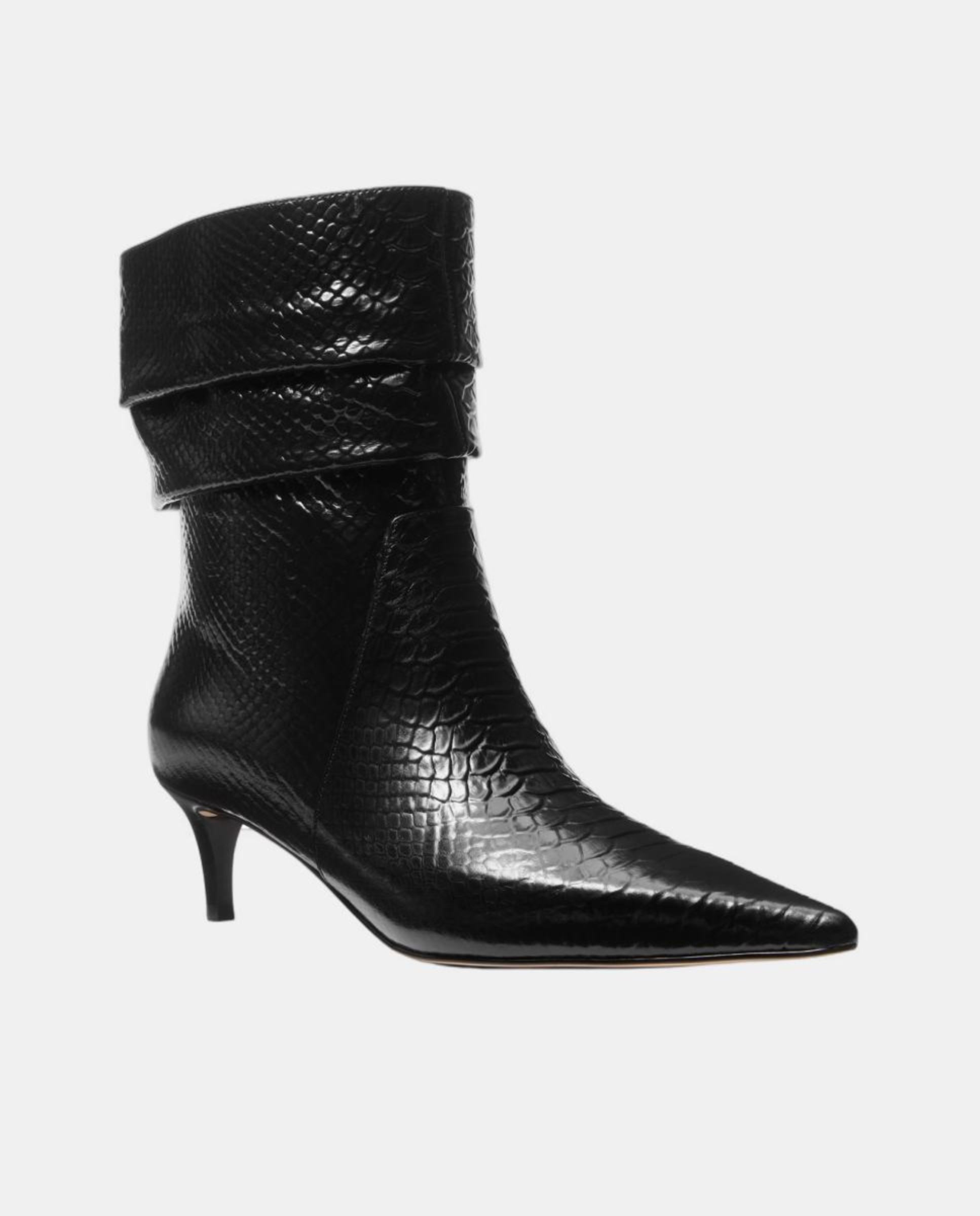 Botins de Salto Dawn com Efeito Enrugado Preto-2