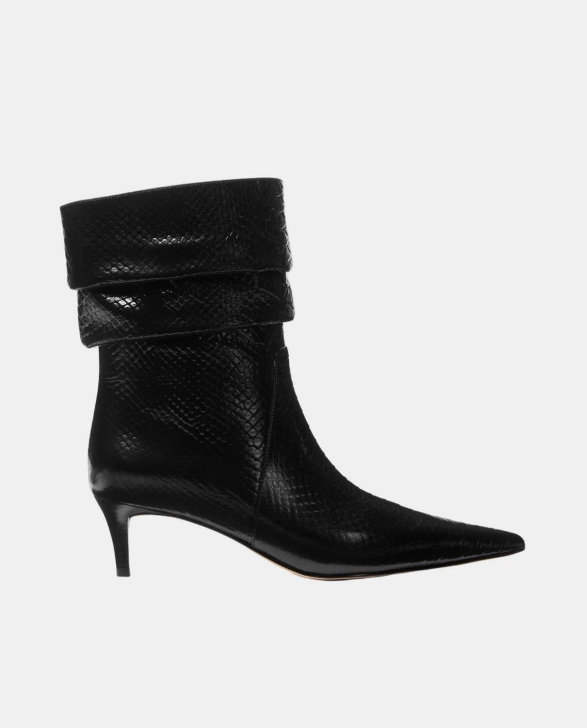 Botins de Salto Dawn com Efeito Enrugado Preto-1