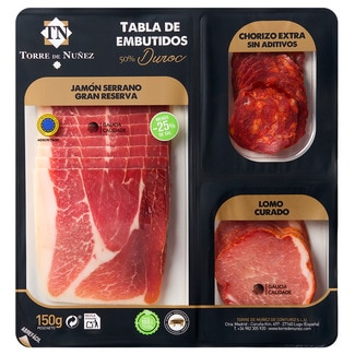 Tábua de Enchidos Duroc  (Presunto - Lombo-Chouriço) unidade 150 g - Torre De Nuñez