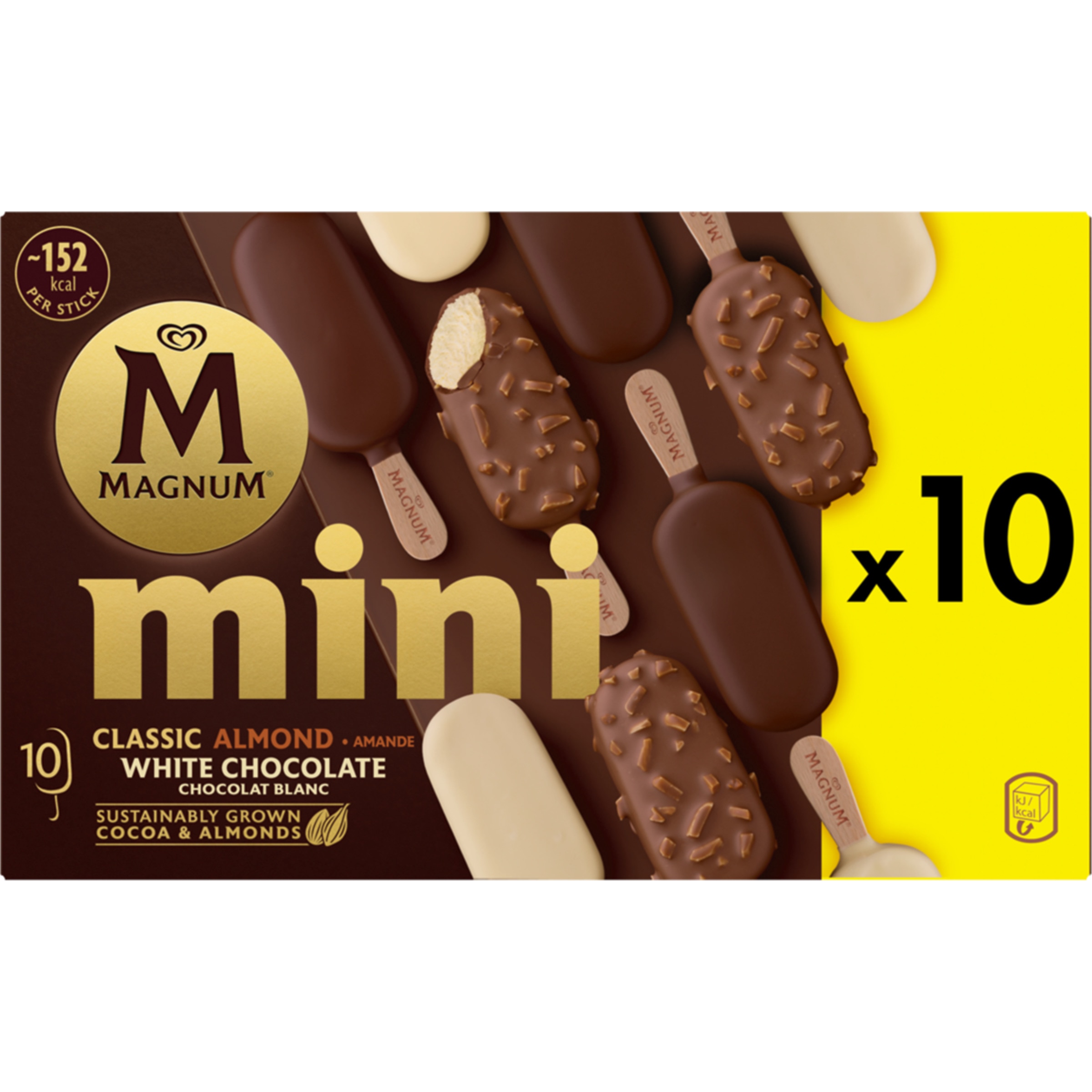 Mini Gelados de Chocolate Classic, Amêndoa e Branco Pack 10 unidades embalagem 550 ml