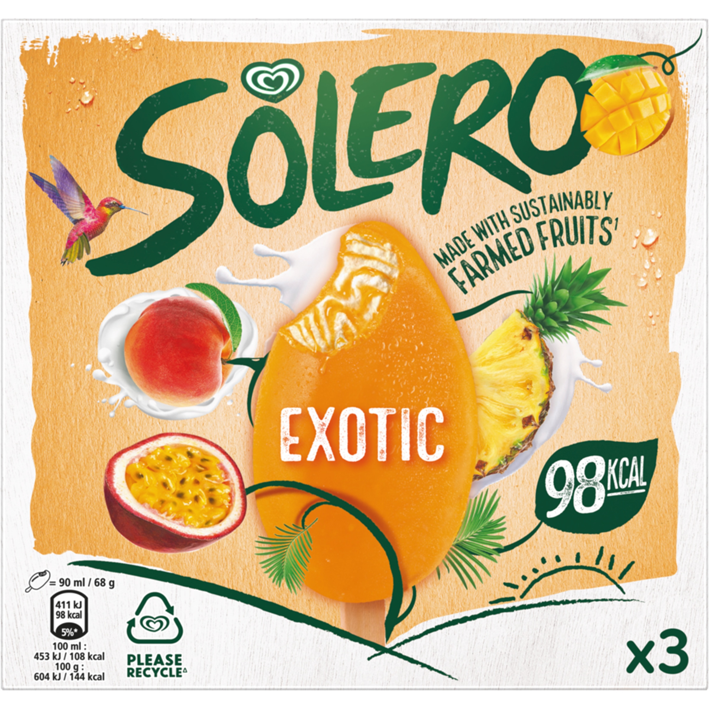 Gelado Solero Exótic Pack 3 unidades embalagem 270 ml