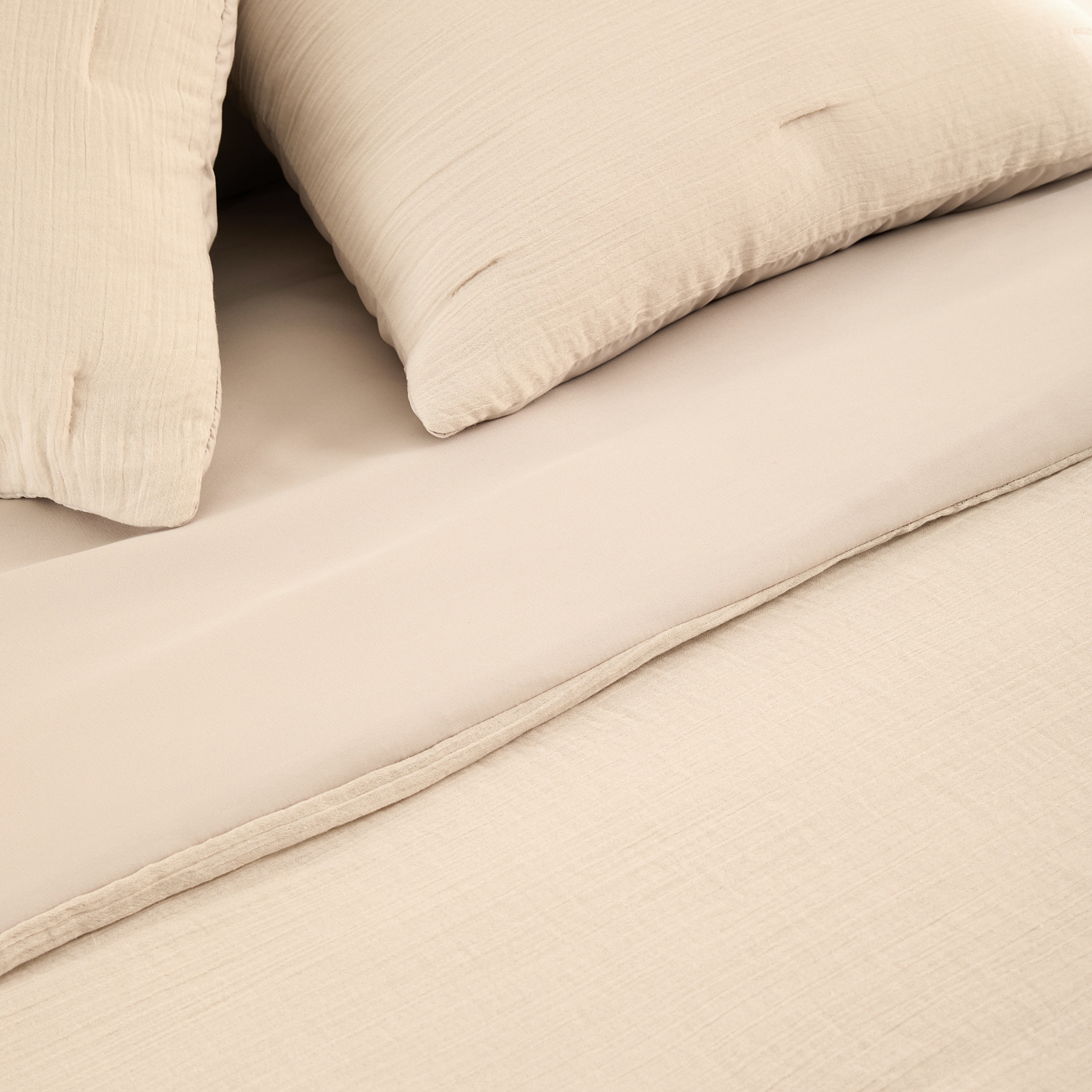 Edredón reversible con funda de cojín Gofre Beige-4