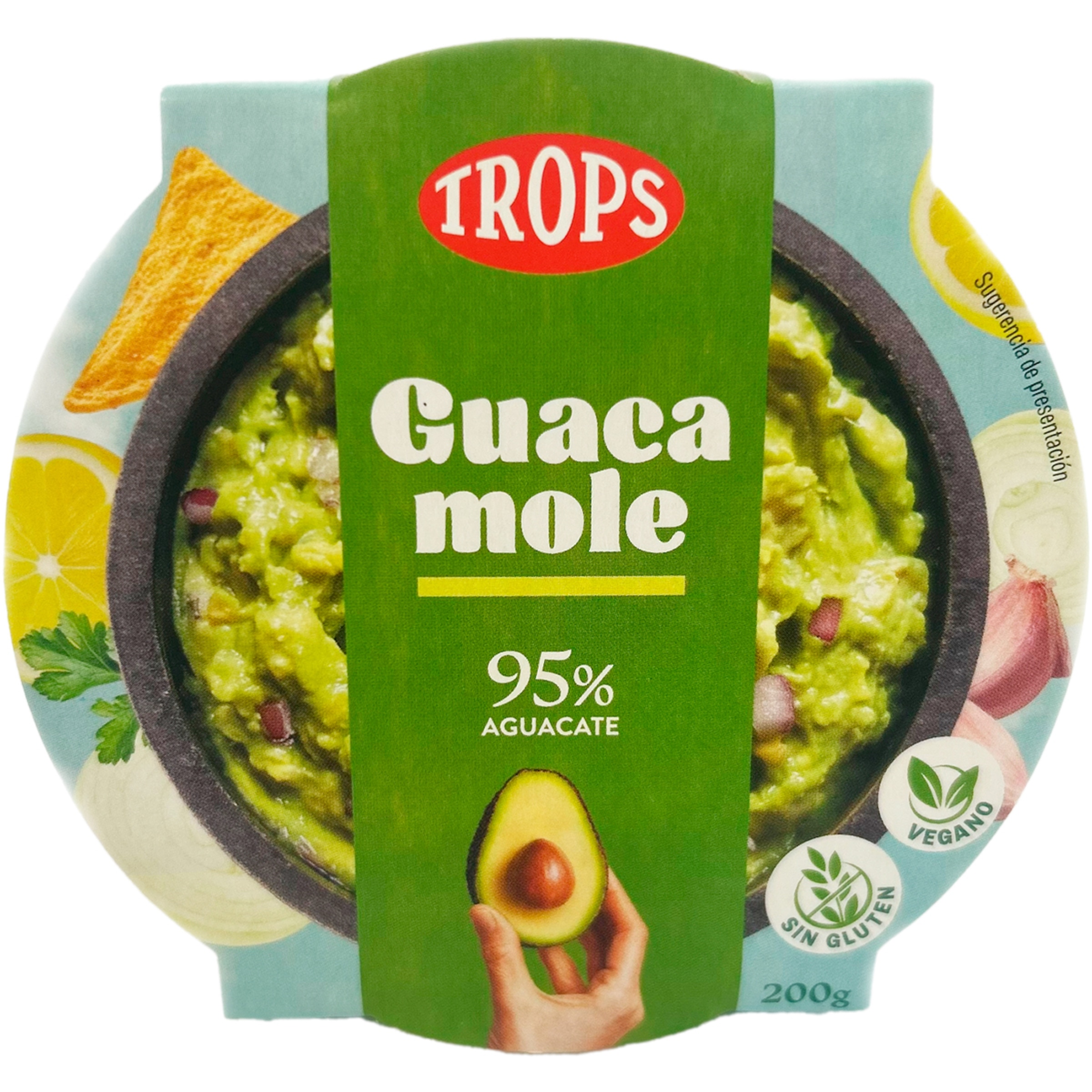 guacamole fresco 95% aguacate sin gluten y vegano tarrina 200 g