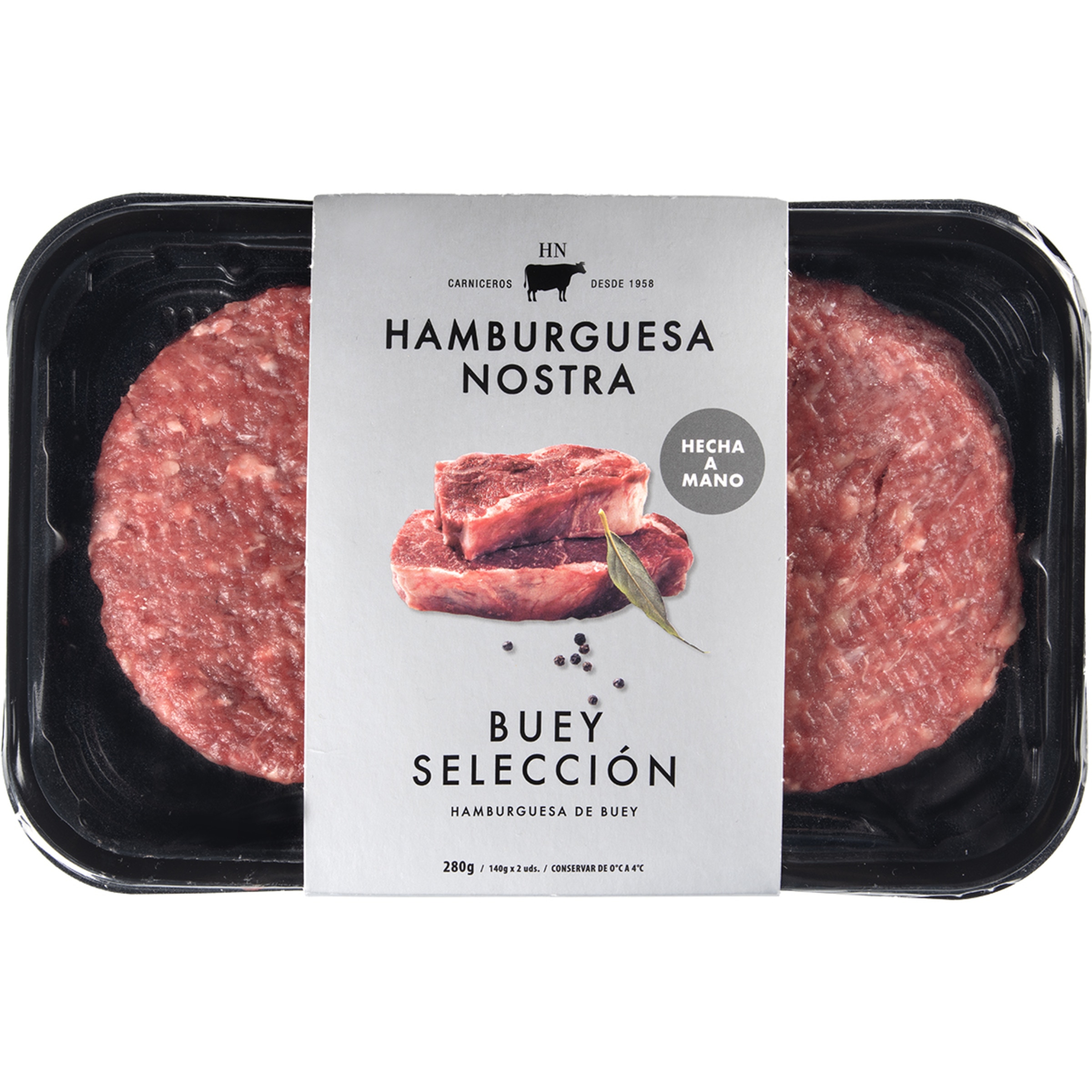 hamburguesa de buey Selección hechas a mano sin gluten 2 unidades bandeja 280 g