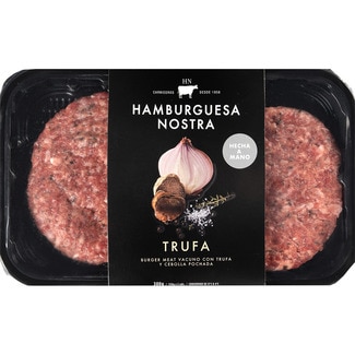 Trufa burger meat con carne de vacuno, trufa y cebolla pochada hechas a mano 2 unidades bandeja 300 g sin gluten - Hamburguesa Nostra