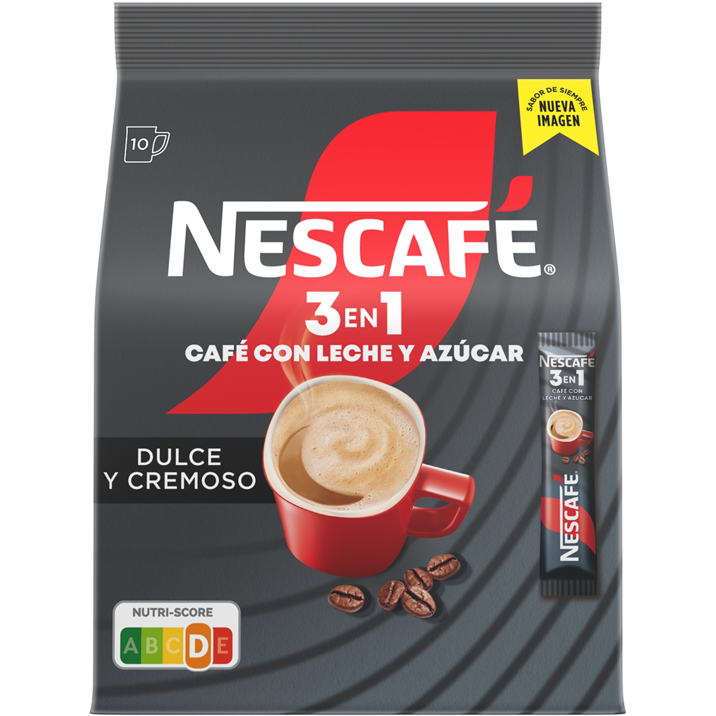 café soluble 3 en 1 con leche y azúcar 10 sobres estuche 160 g