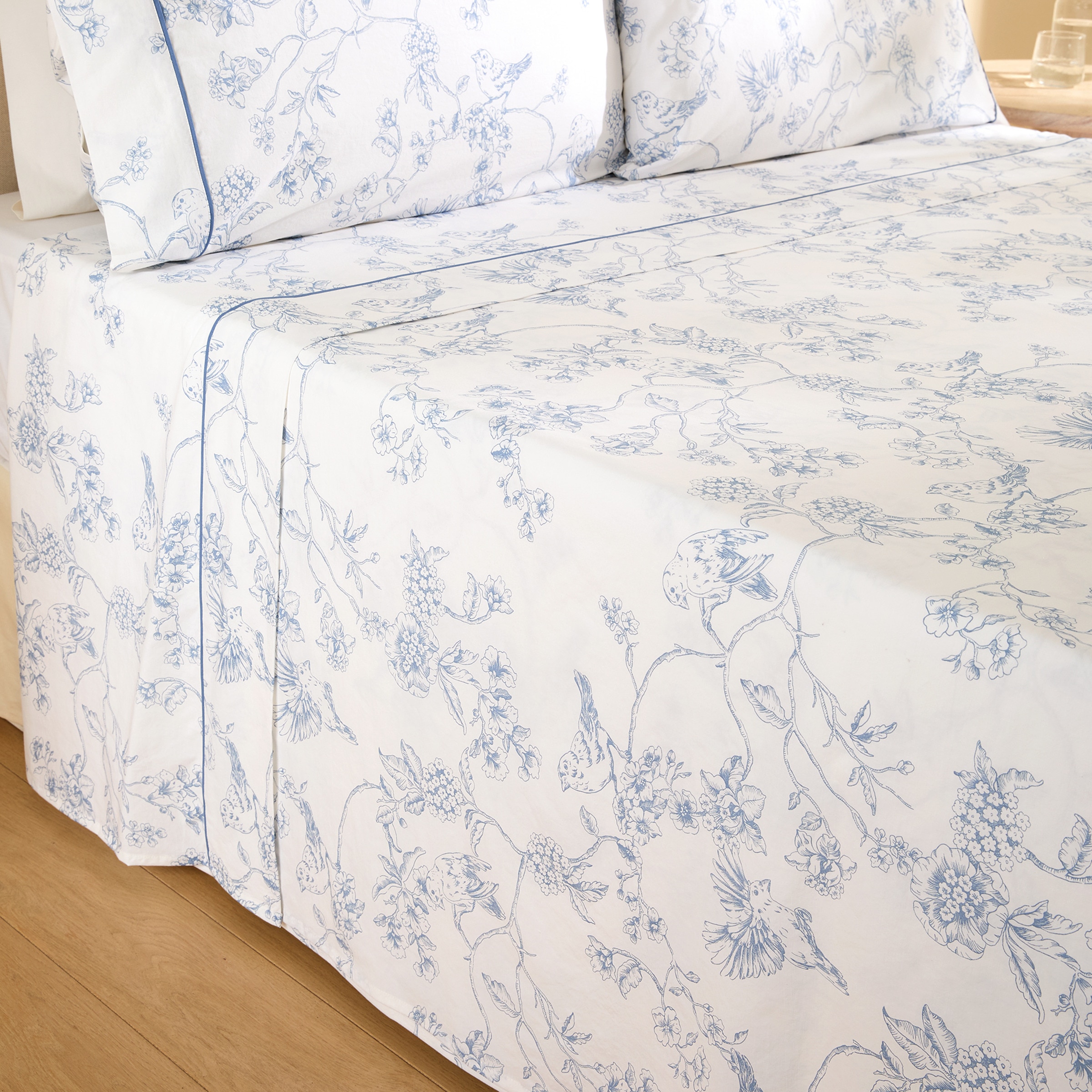 Conjunto de Lençóis de Algodão Birds Azul-2