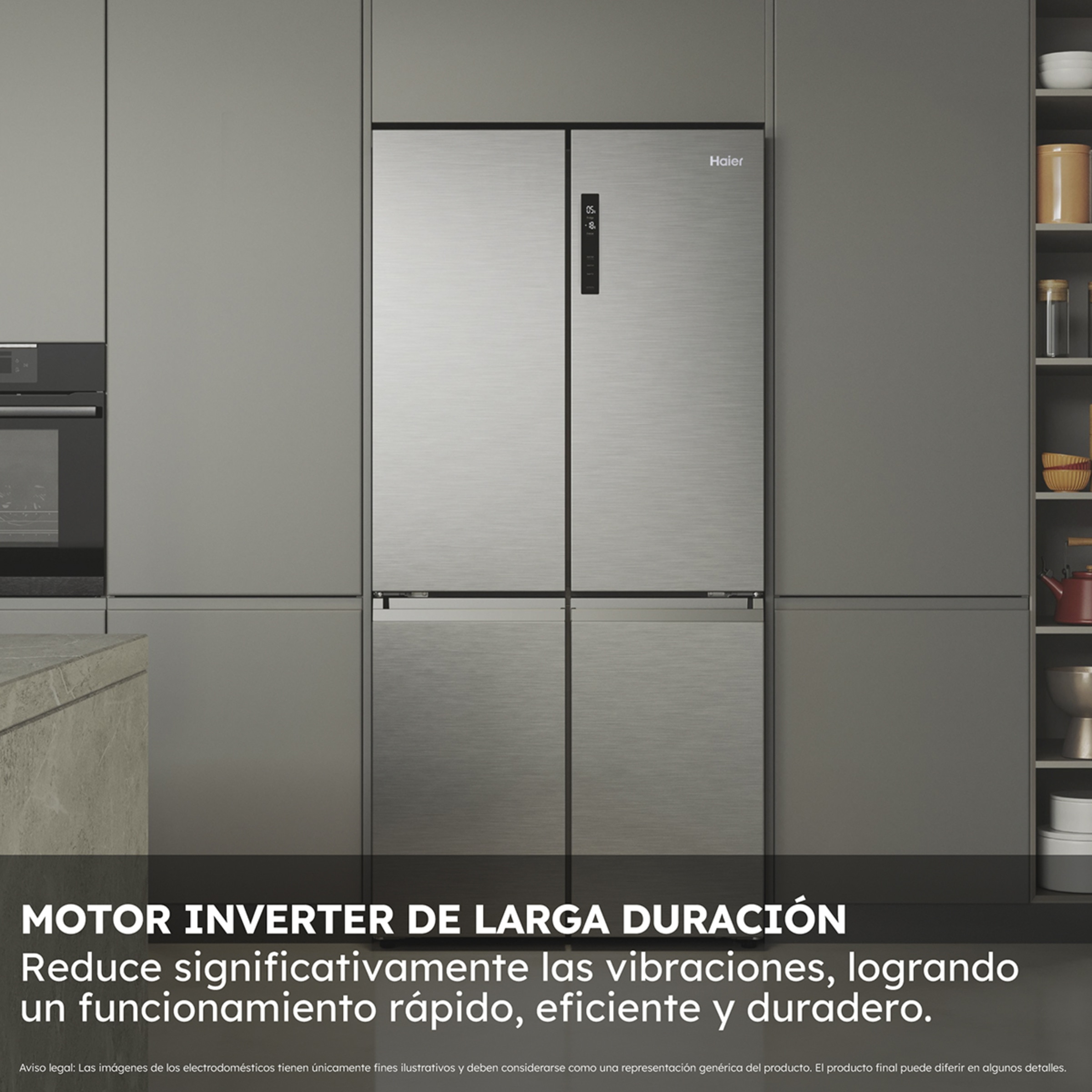 Frigorífico americano Haier Total No Frost MultiDoor Cube 90 Serie 5 - HCR5919ENMP Inox Platino-7