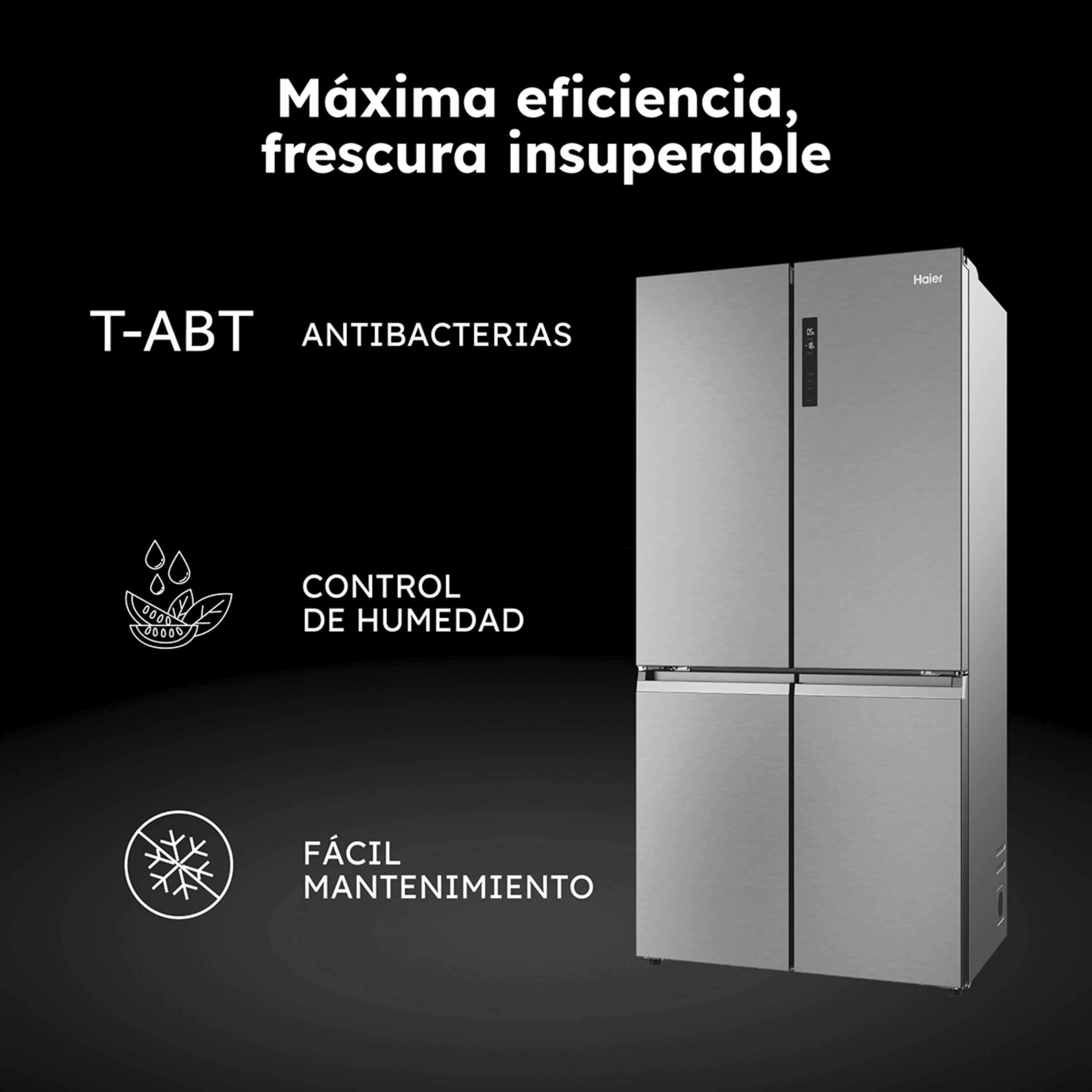 Frigorífico americano Haier Total No Frost MultiDoor Cube 90 Serie 5 - HCR5919ENMP Inox Platino-6