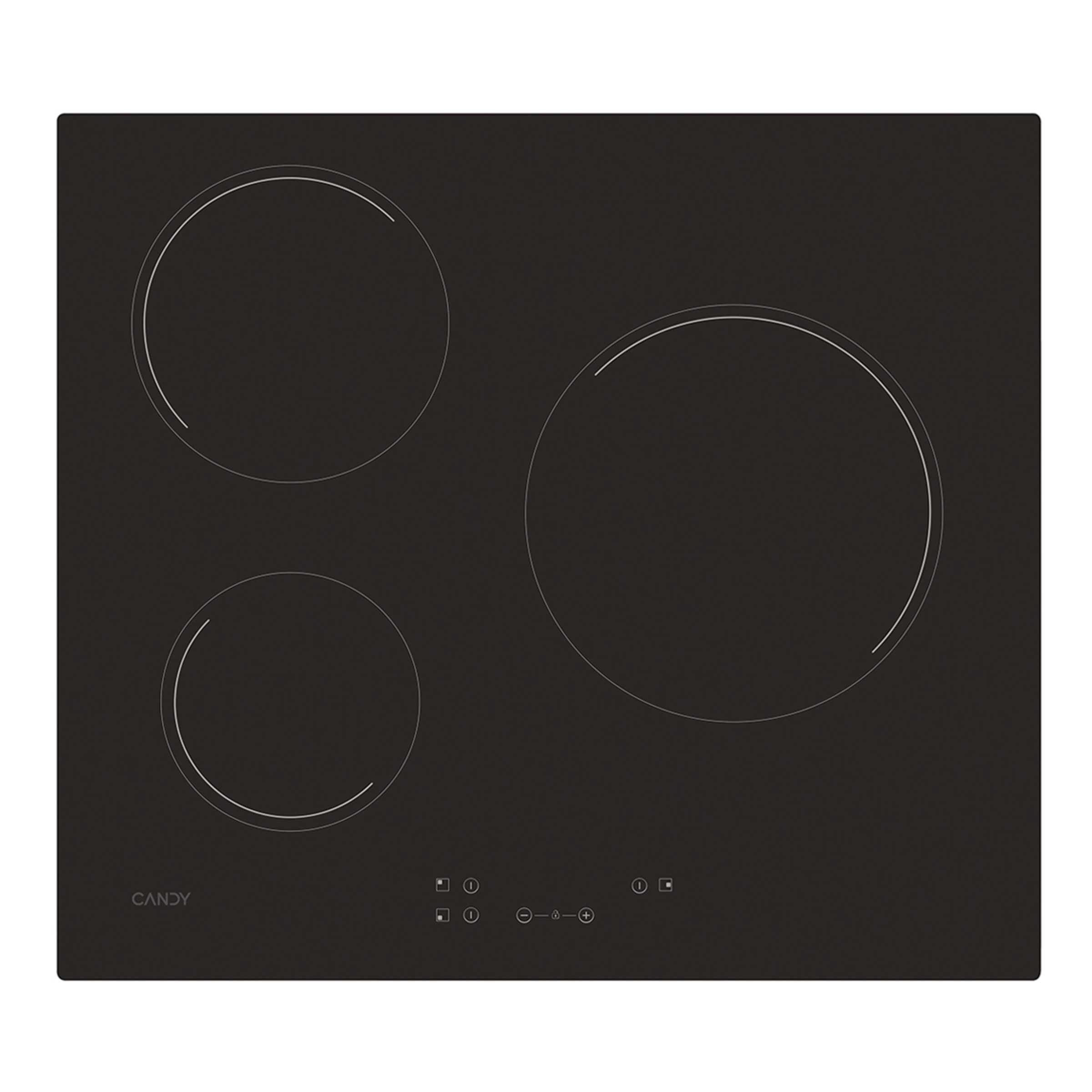Placa vitrocerámica Candy 60 cm, 3 zonas de cocción - CH63CC/4U2 Negro-2
