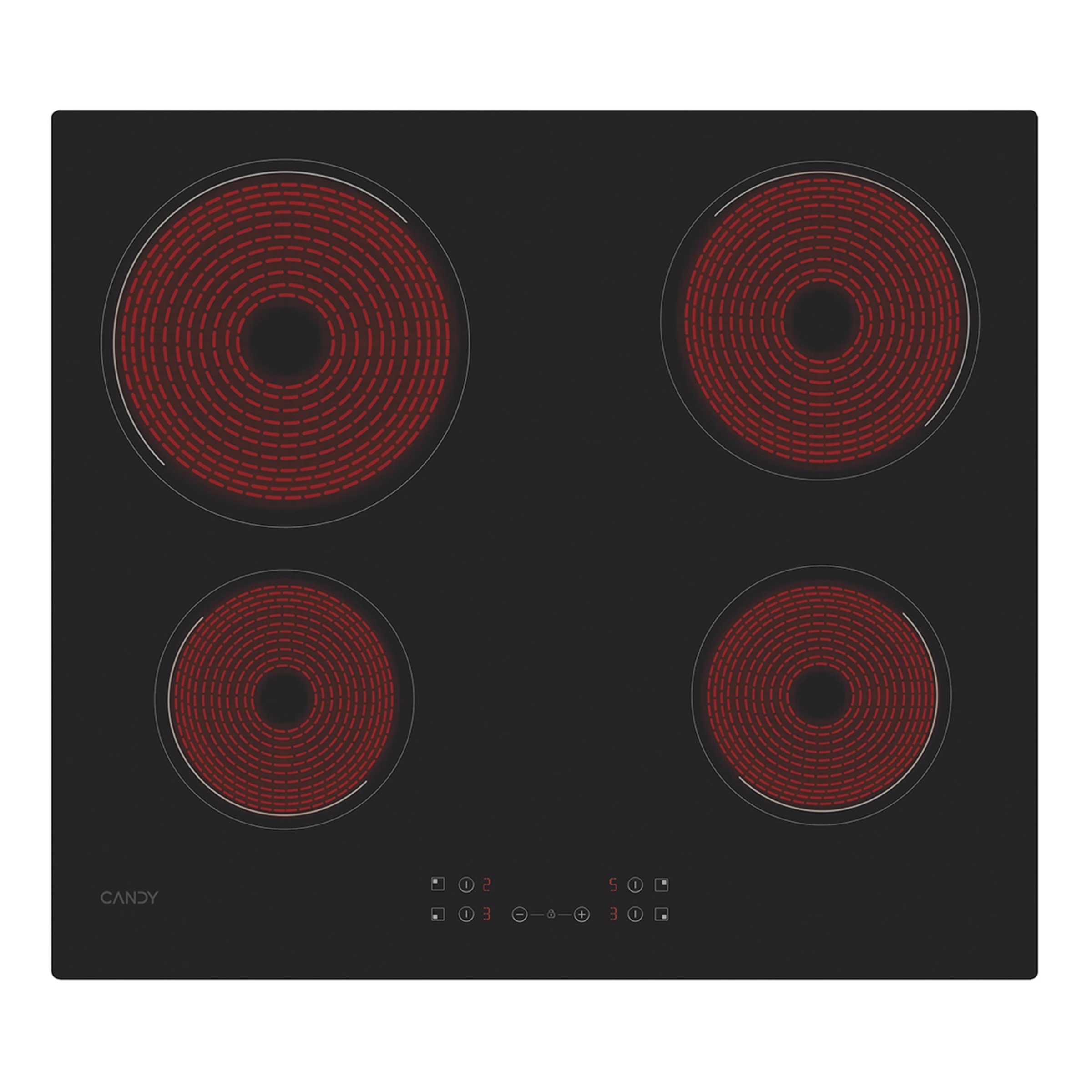 Placa vitrocerámica Candy 60 cm, 4 zonas de cocción - CH64CCB/4U2 Negro-1