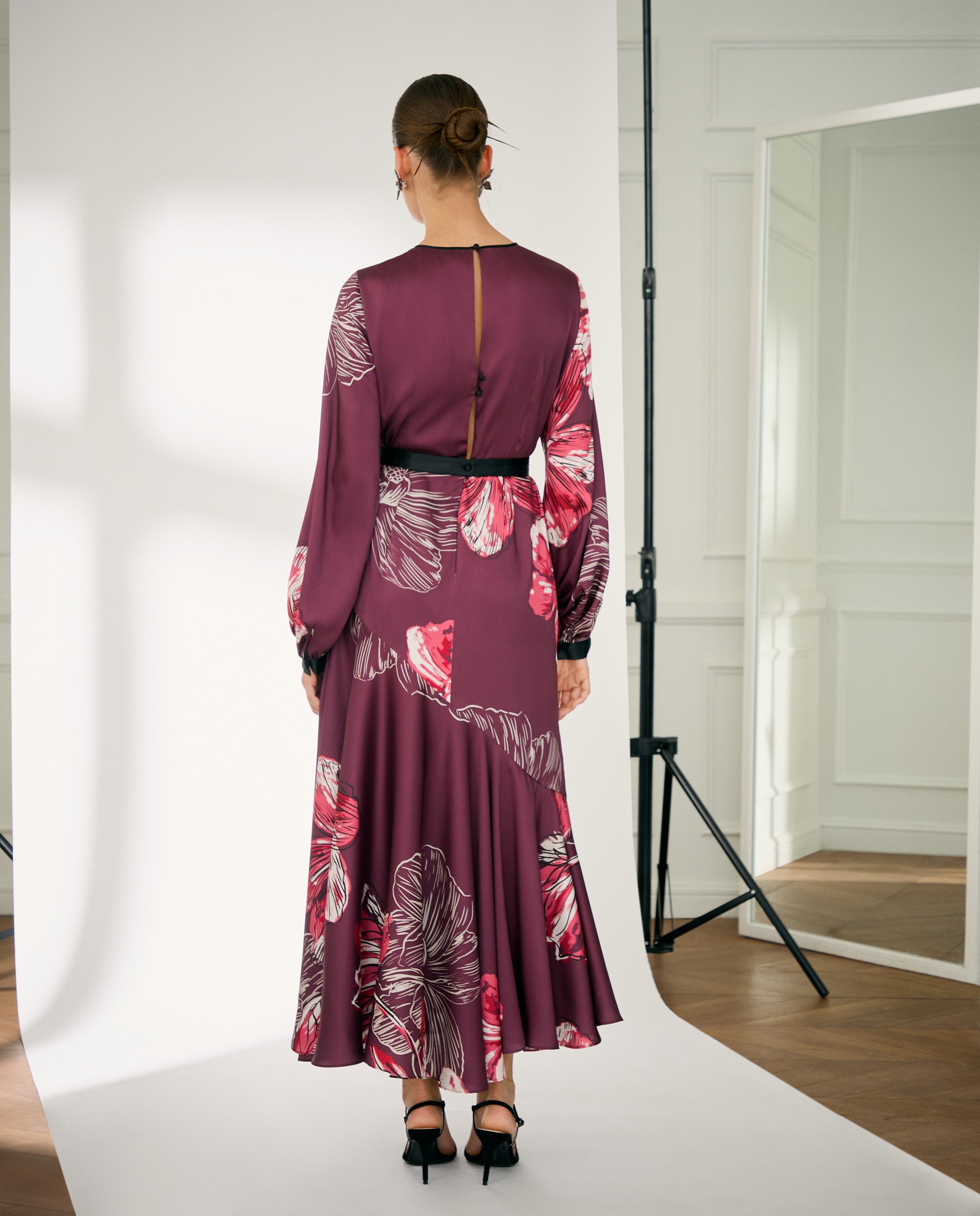 Vestido Camiseiro com Saia com Estampado Floral Vermelho-7