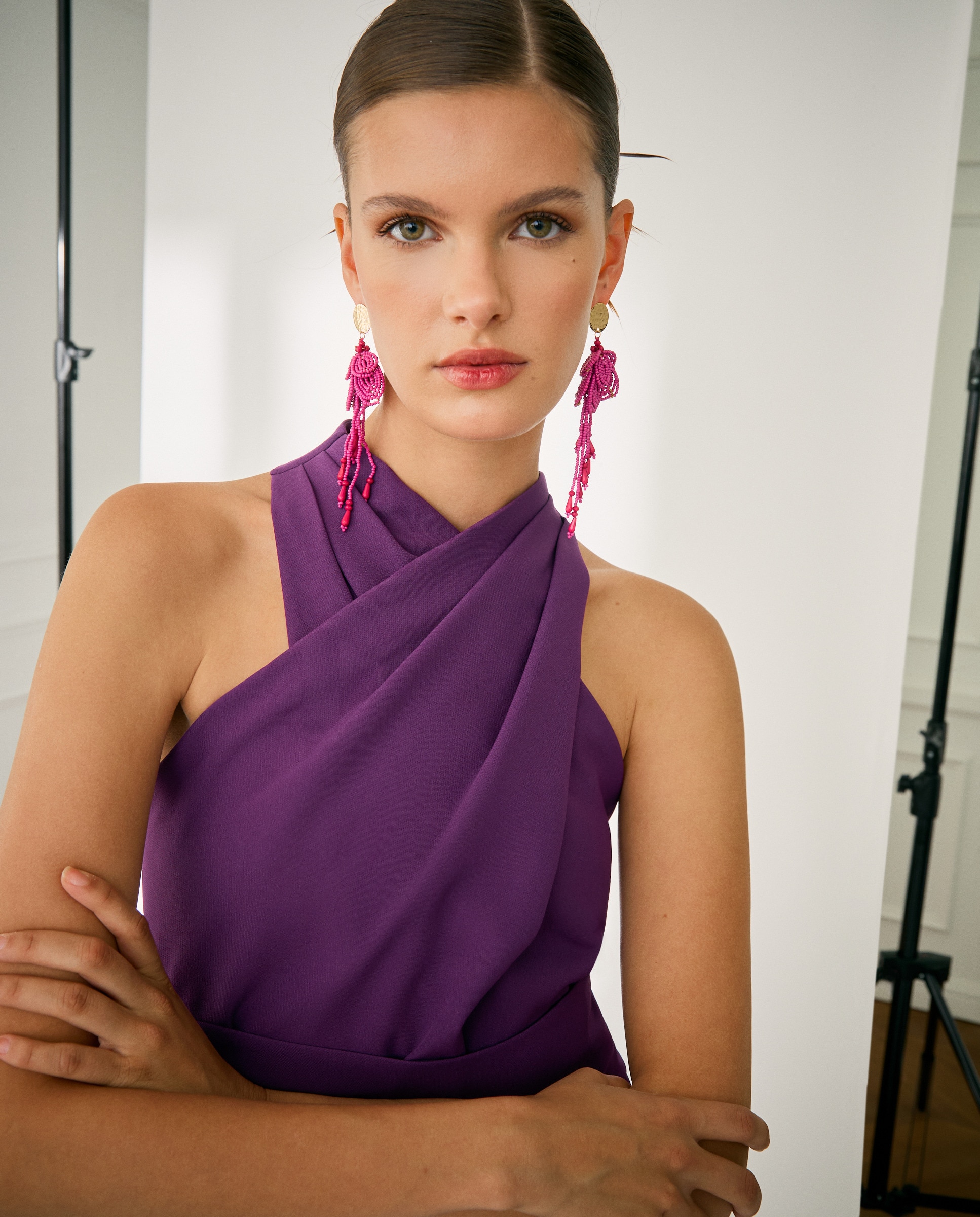 Macacão com Decote Halter Roxo-2