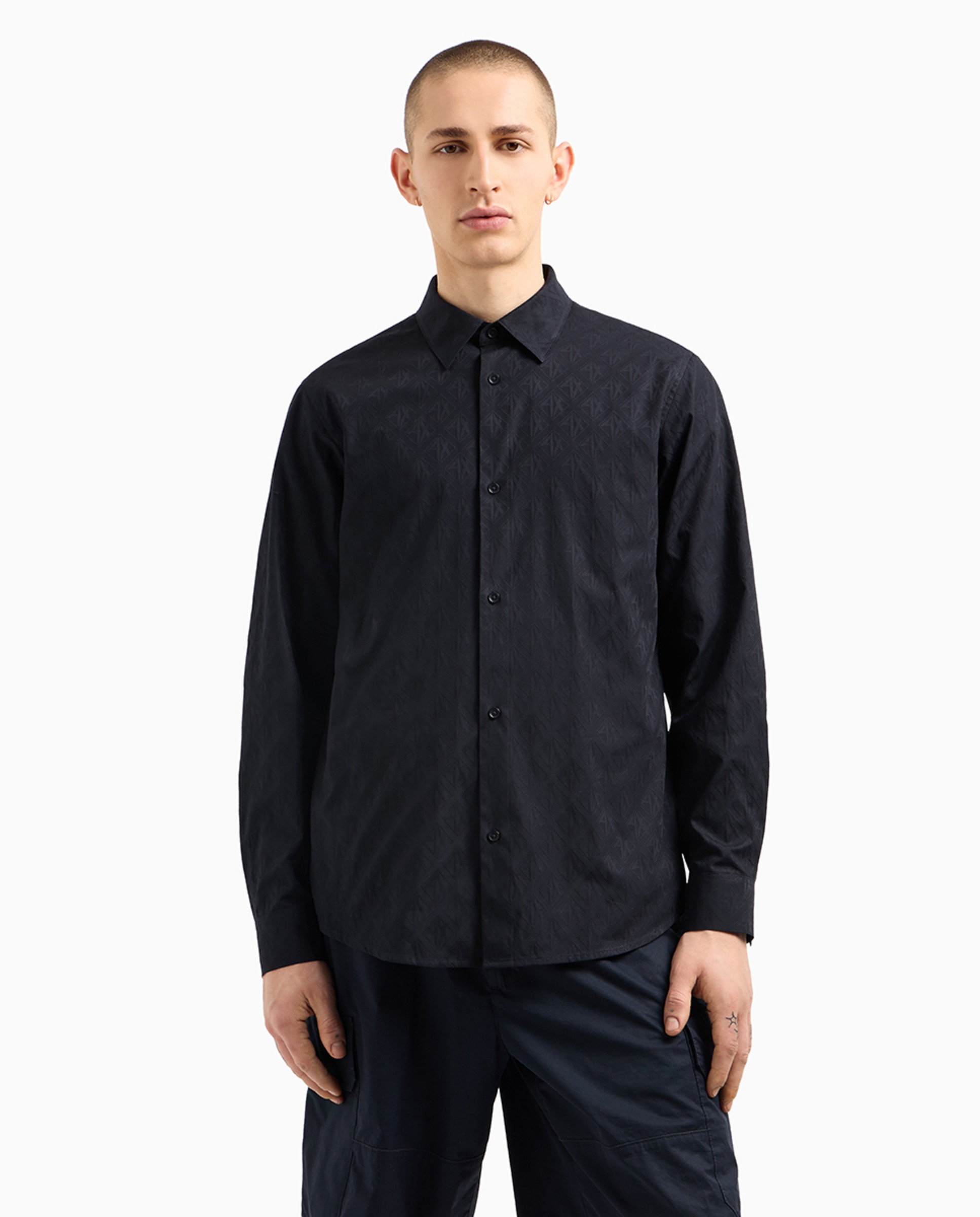 Camisa Regular Fit com Logótipos Azul-marinho-1